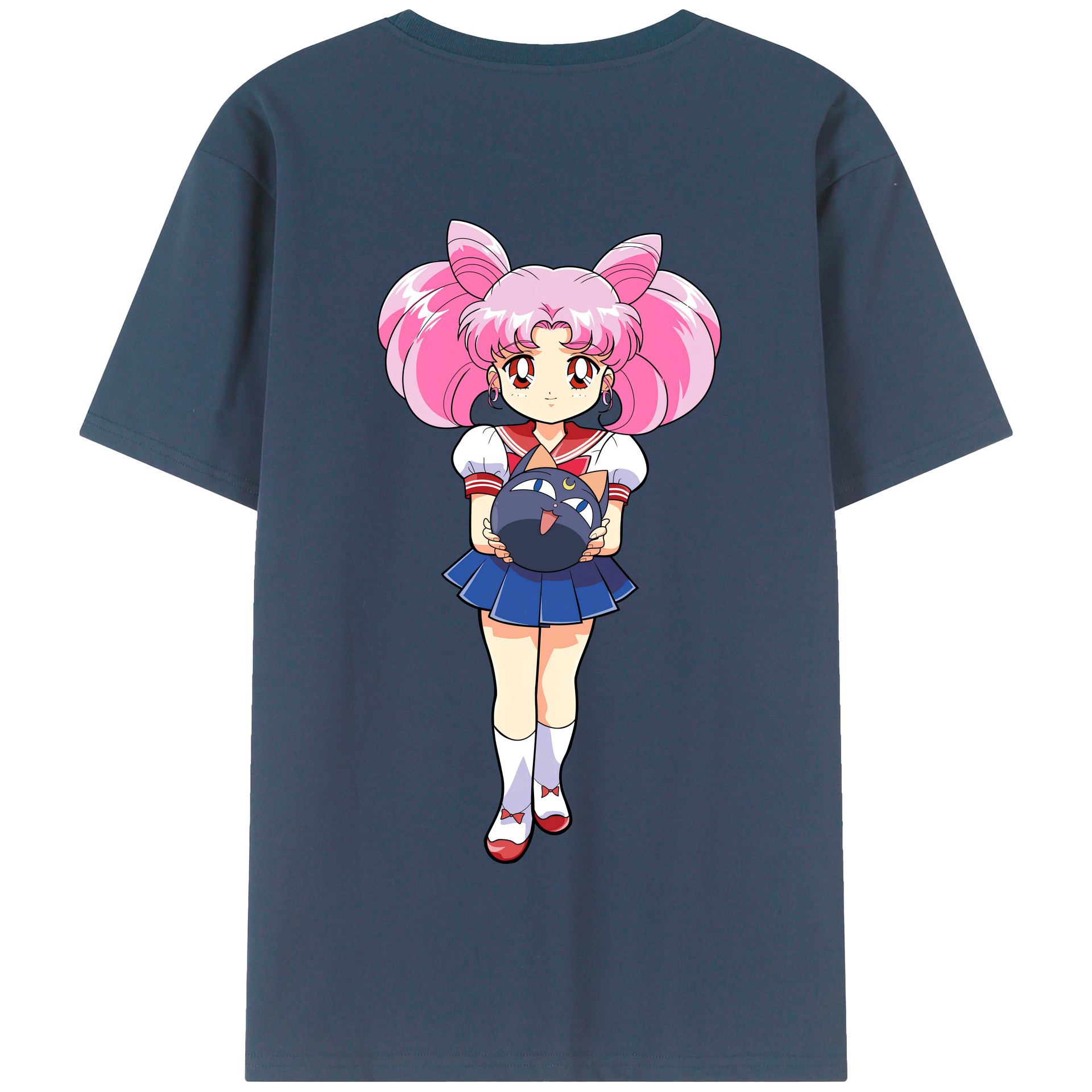 （画像用） 美少女戦士セーラームーン ちびうさ Sailor Moon Chibiusa Tsukino Usagi Small Lady Serenity 綿100％半袖Tシャツ（背面プリント）