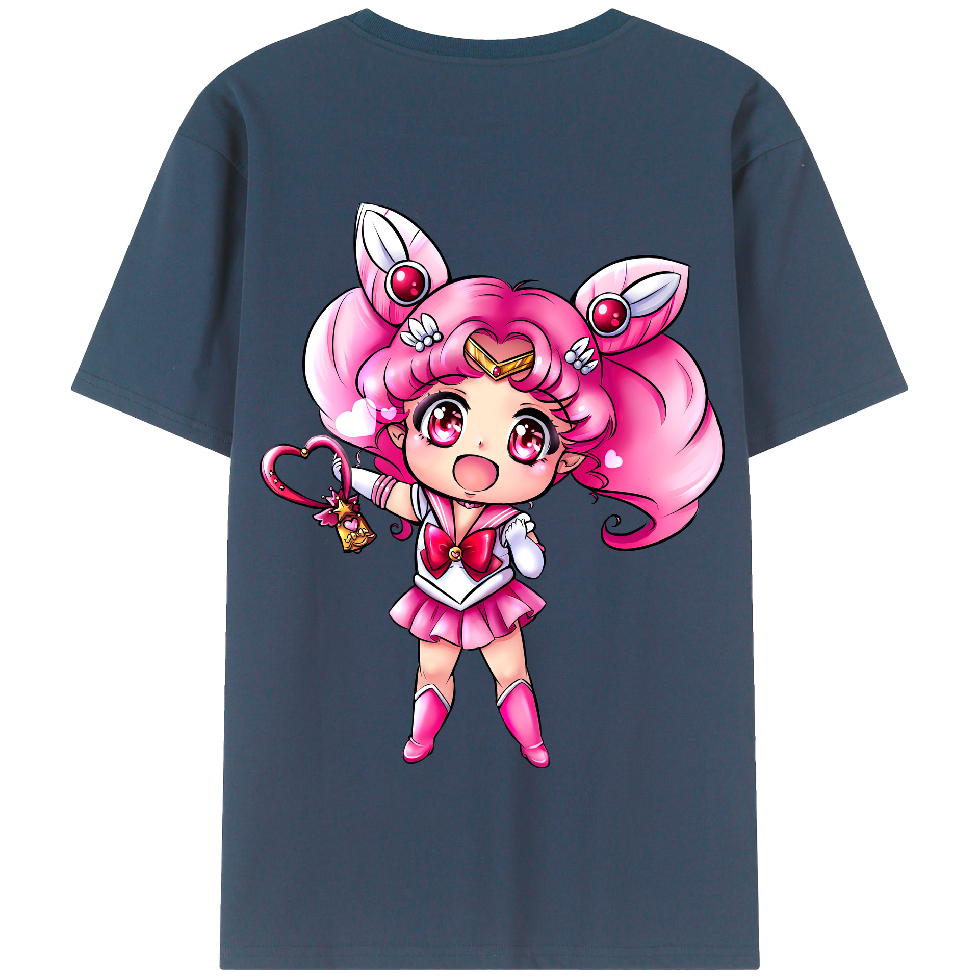 （画像用） 美少女戦士セーラームーン ちびうさ Sailor Moon Chibiusa Tsukino Usagi Small Lady Serenity 綿100％半袖Tシャツ（背面プリント）
