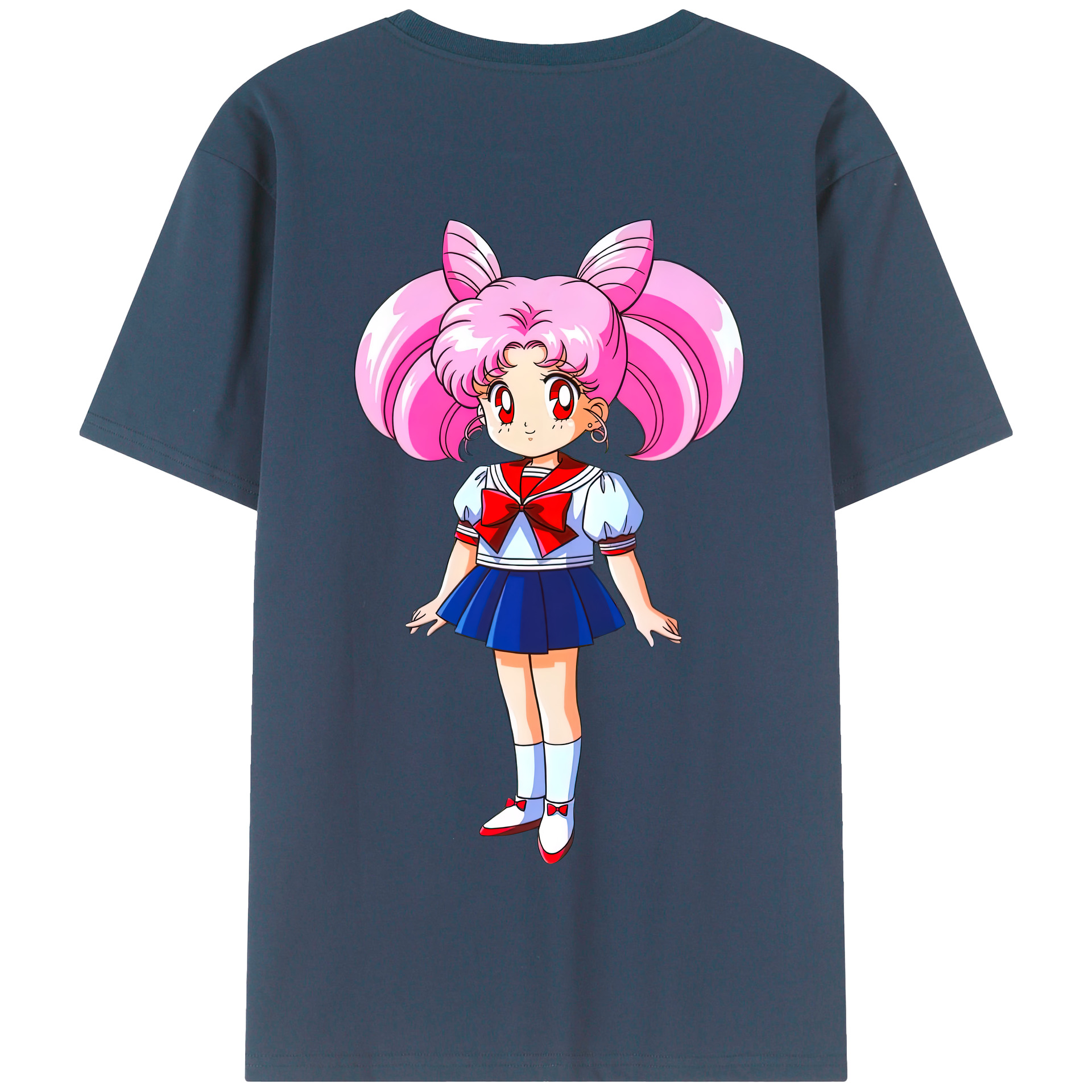 （画像用） 美少女戦士セーラームーン ちびうさ Sailor Moon Chibiusa Tsukino Usagi Small Lady Serenity 綿100％半袖Tシャツ（背面プリント）