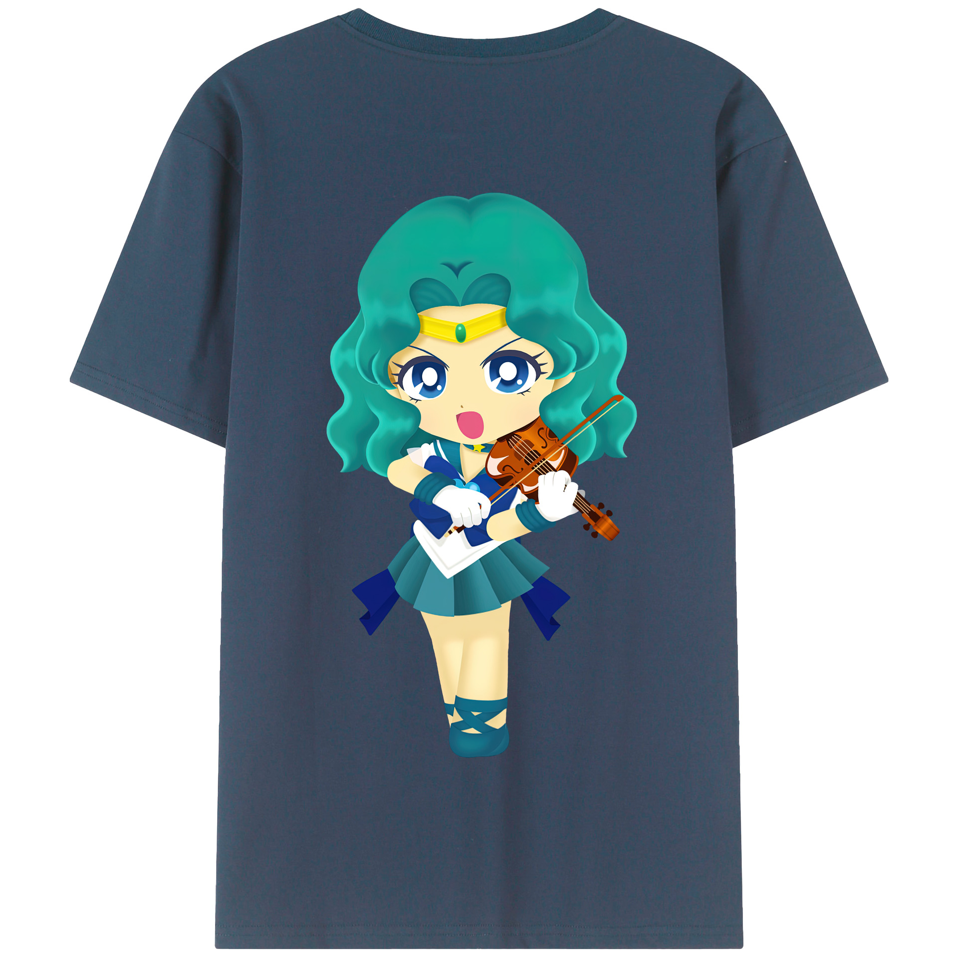 （画像用） 美少女戦士セーラームーン 海王 みちる（かいおう みちる） Sailor Moon Kaiou Michiru 綿100％半袖Tシャツ（背面プリント）
