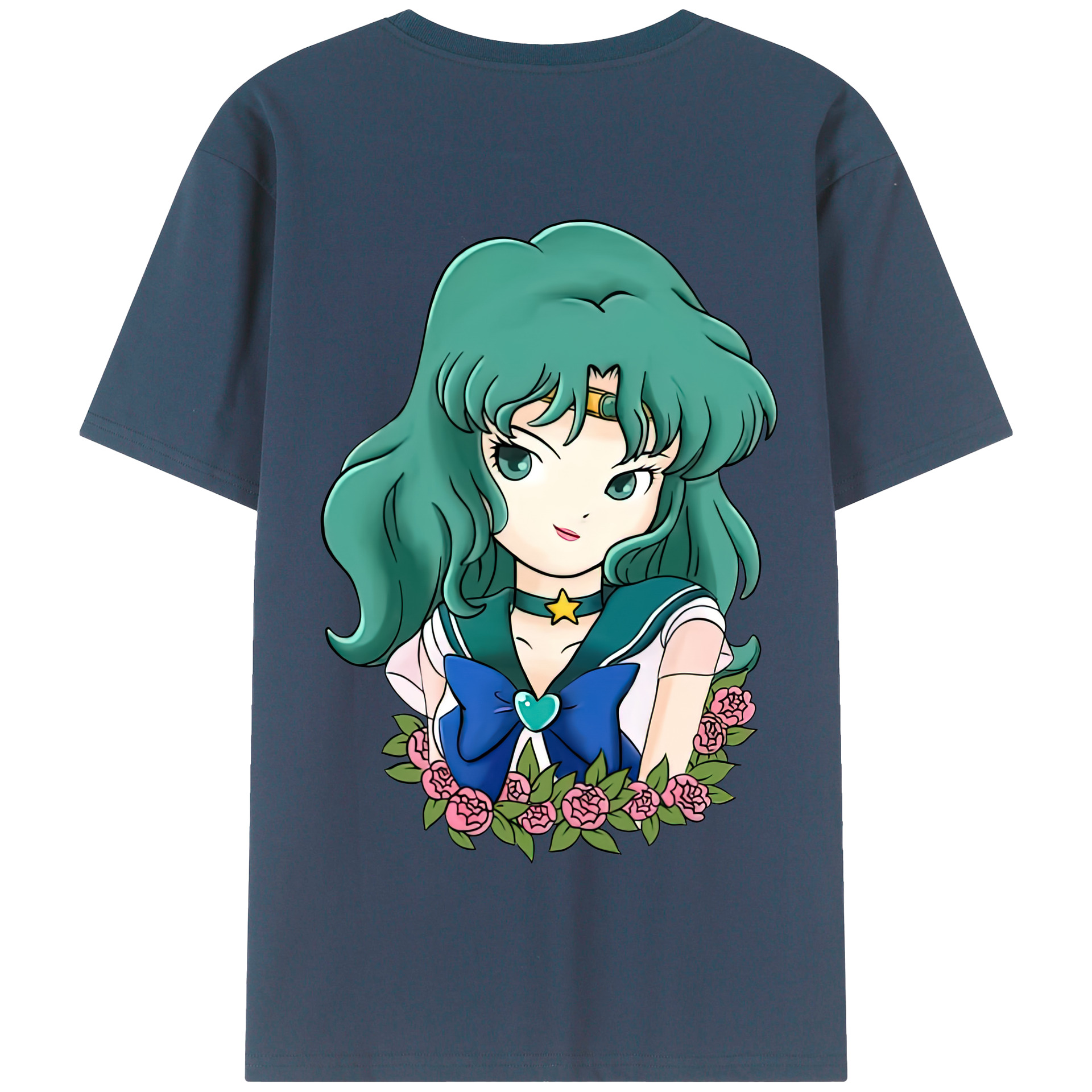 （画像用） 美少女戦士セーラームーン 海王 みちる（かいおう みちる） Sailor Moon Kaiou Michiru 綿100％半袖Tシャツ（背面プリント）