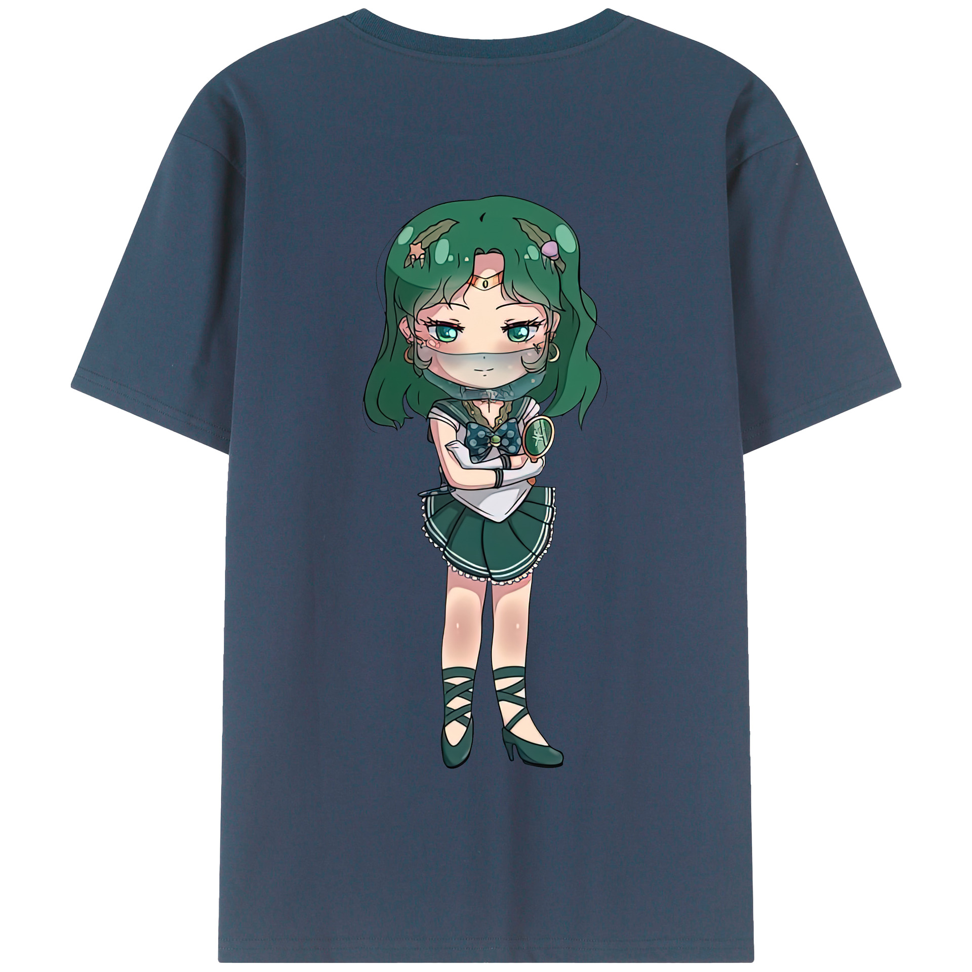 （画像用） 美少女戦士セーラームーン 海王 みちる（かいおう みちる） Sailor Moon Kaiou Michiru 綿100％半袖Tシャツ（背面プリント）