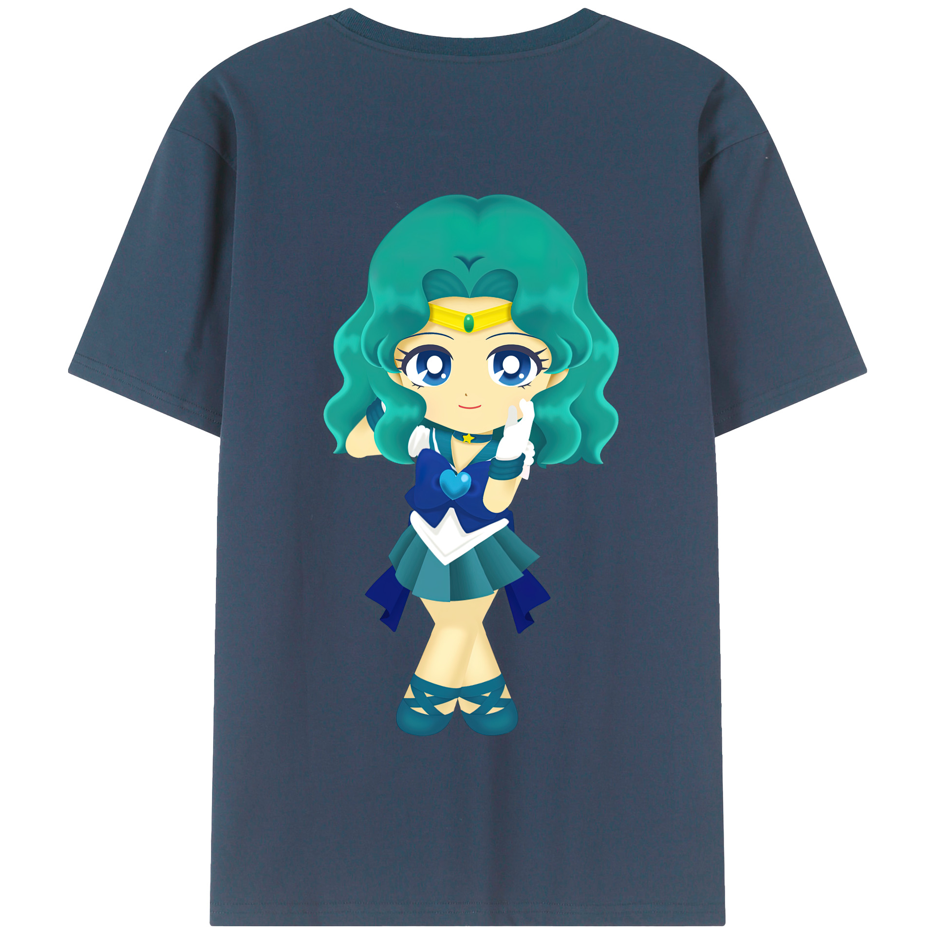 （画像用） 美少女戦士セーラームーン 海王 みちる（かいおう みちる） Sailor Moon Kaiou Michiru 綿100％半袖Tシャツ（背面プリント）