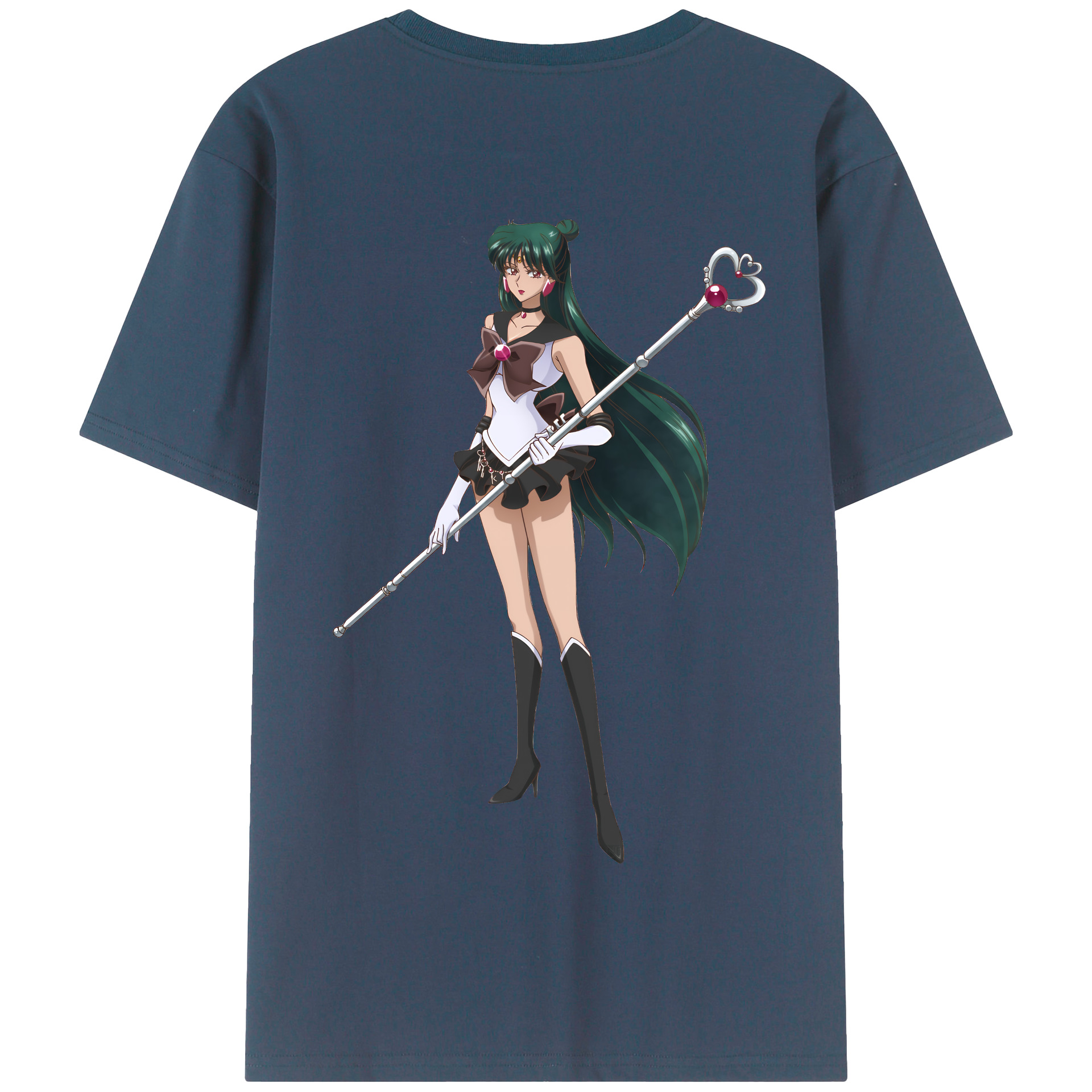 （画像用） 美少女戦士セーラームーン 冥王せつな Sailor Moon Meiou Setsuna 綿100％半袖Tシャツ（背面プリント）