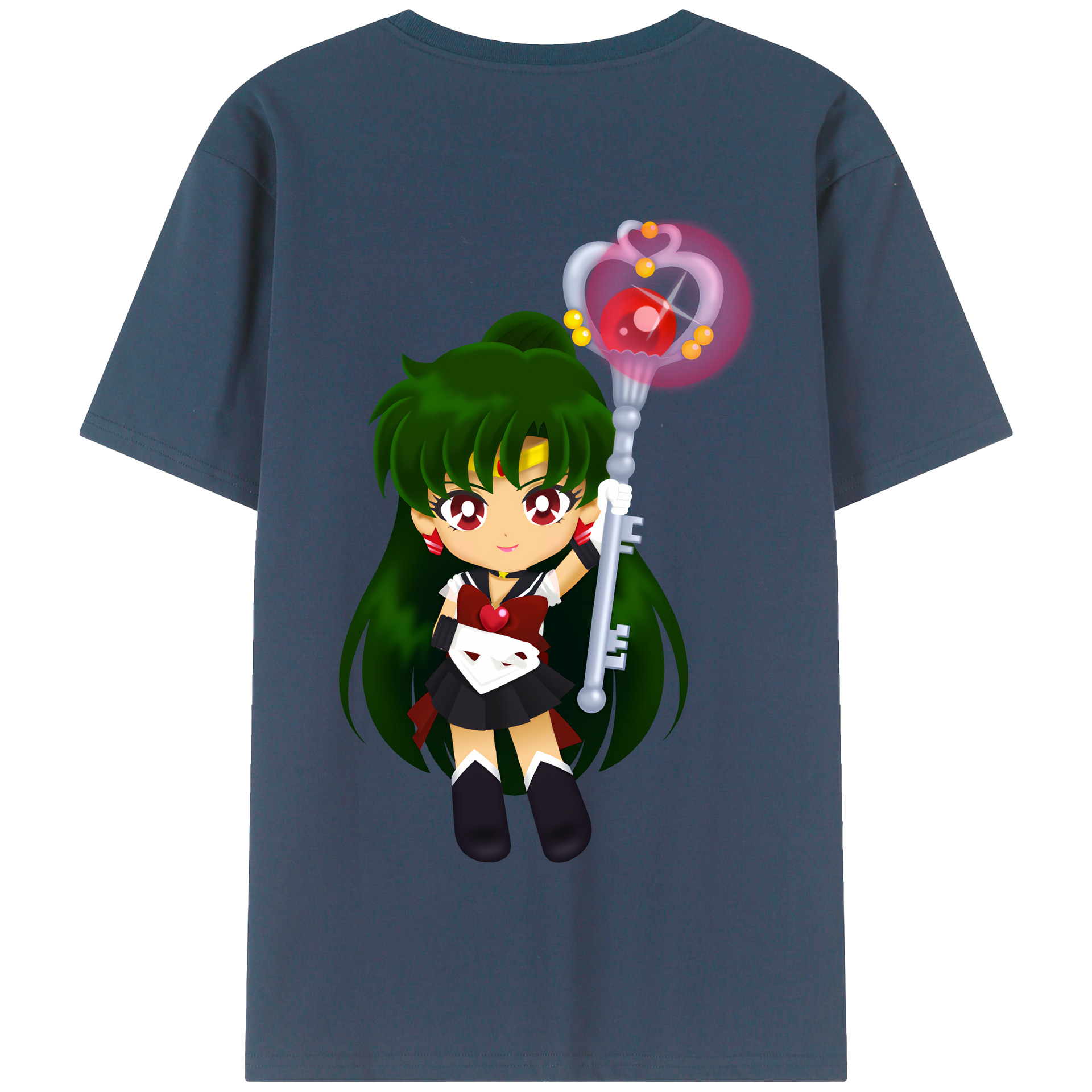 （画像用） 美少女戦士セーラームーン 冥王せつな Sailor Moon Meiou Setsuna 綿100％半袖Tシャツ（背面プリント）