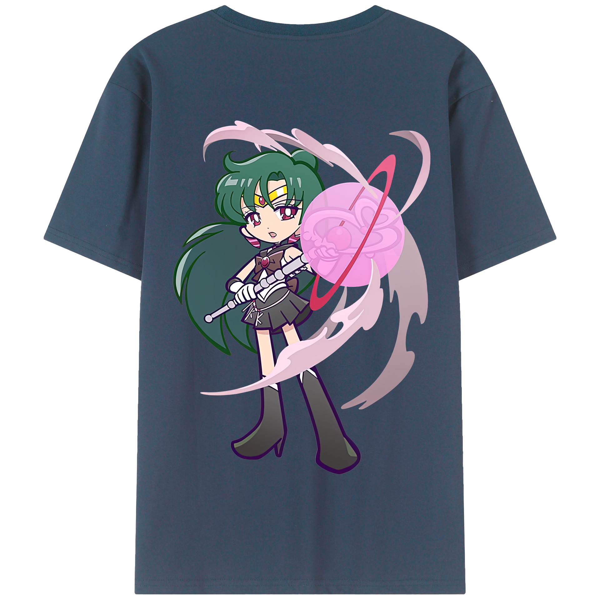 （画像用） 美少女戦士セーラームーン 冥王せつな Sailor Moon Meiou Setsuna 綿100％半袖Tシャツ（背面プリント）