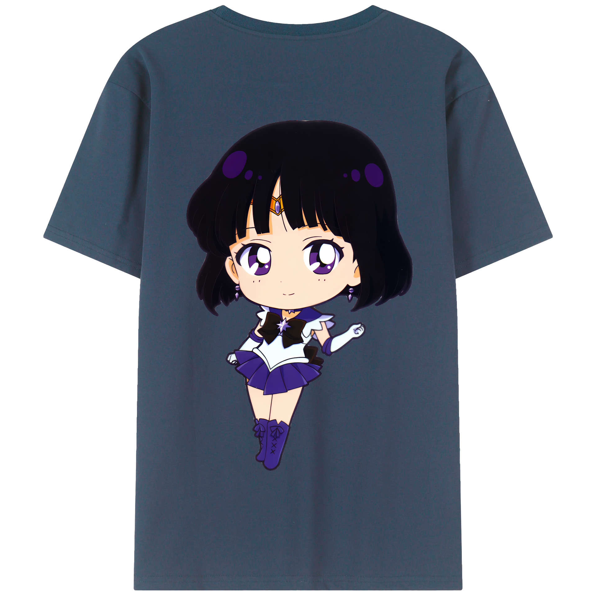 （画像用） 美少女戦士セーラームーン 土萠ほたる Sailor Moon Tomoe Hotaru （セーラーサターン；Sailor Saturn） 綿100％半袖Tシャツ（背面プリント）