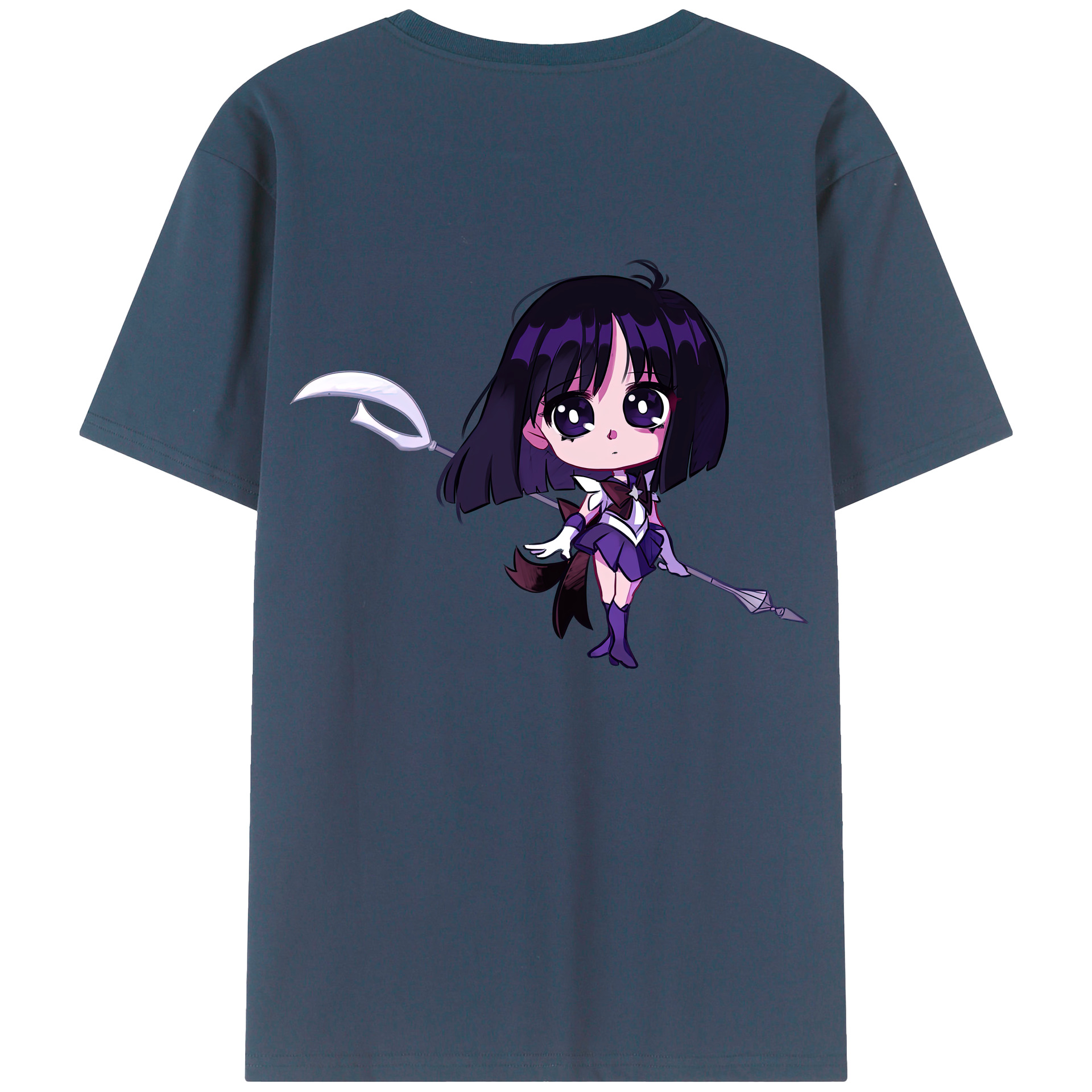 （画像用） 美少女戦士セーラームーン 土萠ほたる Sailor Moon Tomoe Hotaru （セーラーサターン；Sailor Saturn） 綿100％半袖Tシャツ（背面プリント）