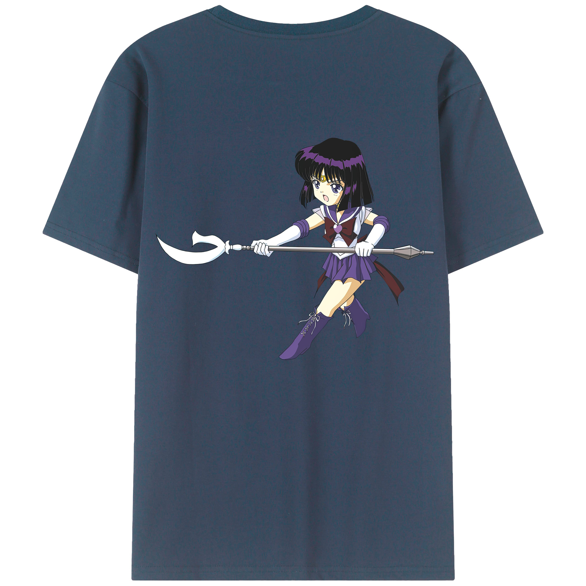 （画像用） 美少女戦士セーラームーン 土萠ほたる Sailor Moon Tomoe Hotaru （セーラーサターン；Sailor Saturn） 綿100％半袖Tシャツ（背面プリント）