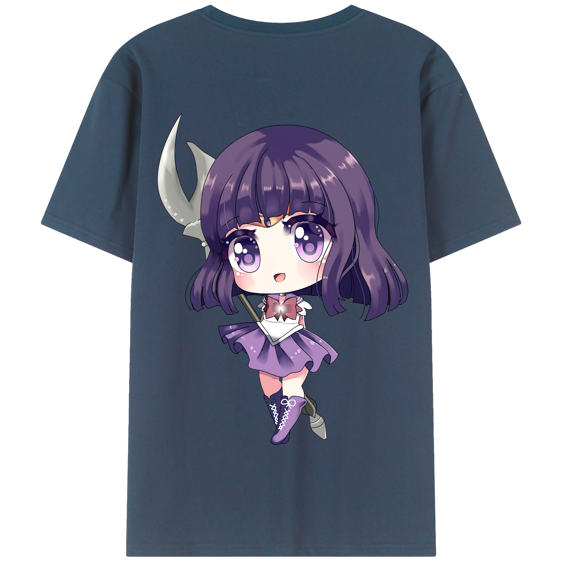 （画像用） 美少女戦士セーラームーン 土萠ほたる Sailor Moon Tomoe Hotaru （セーラーサターン；Sailor Saturn） 綿100％半袖Tシャツ（背面プリント）