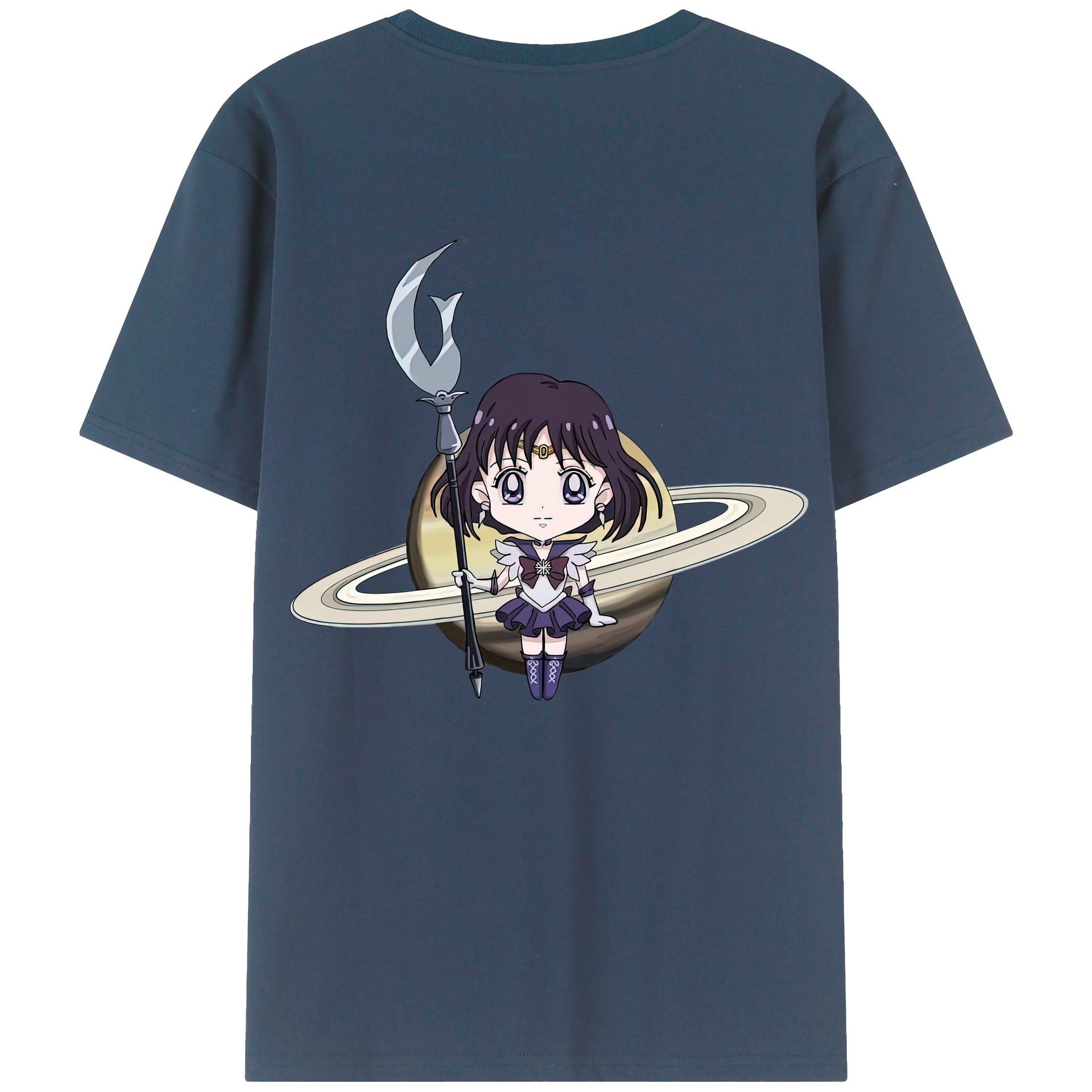 （画像用） 美少女戦士セーラームーン 土萠ほたる Sailor Moon Tomoe Hotaru （セーラーサターン；Sailor Saturn） 綿100％半袖Tシャツ（背面プリント）