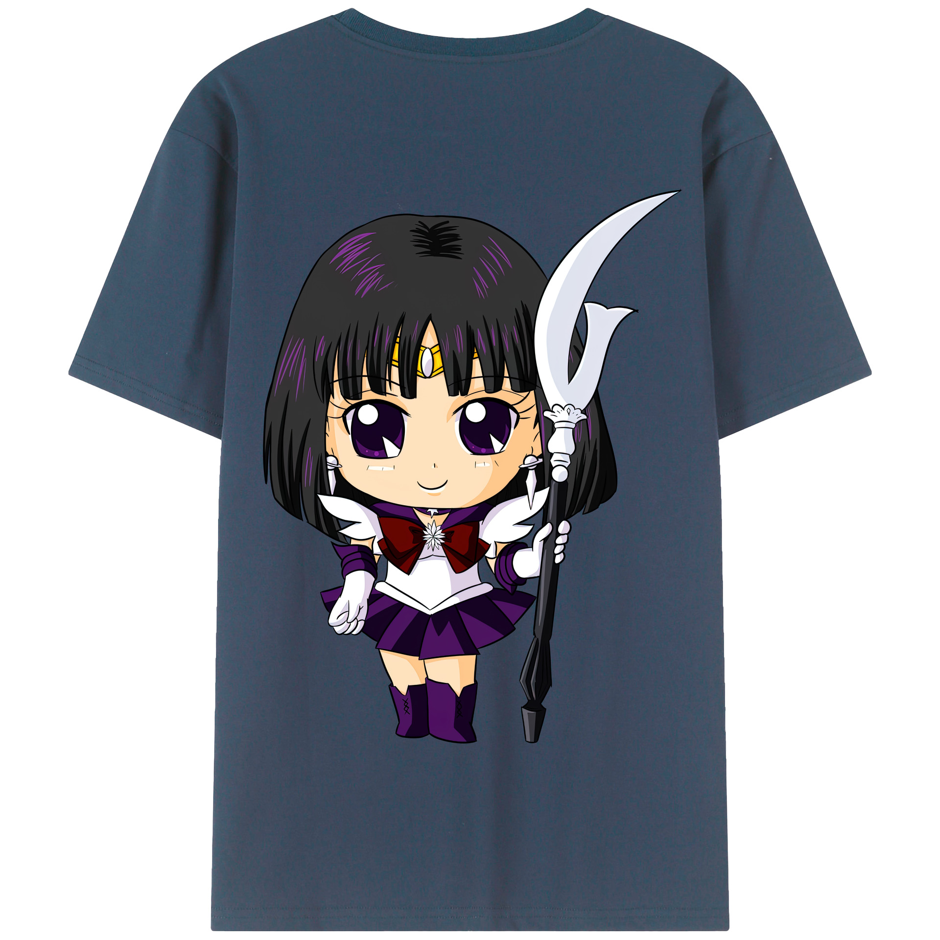 （画像用） 美少女戦士セーラームーン 土萠ほたる Sailor Moon Tomoe Hotaru （セーラーサターン；Sailor Saturn） 綿100％半袖Tシャツ（背面プリント）