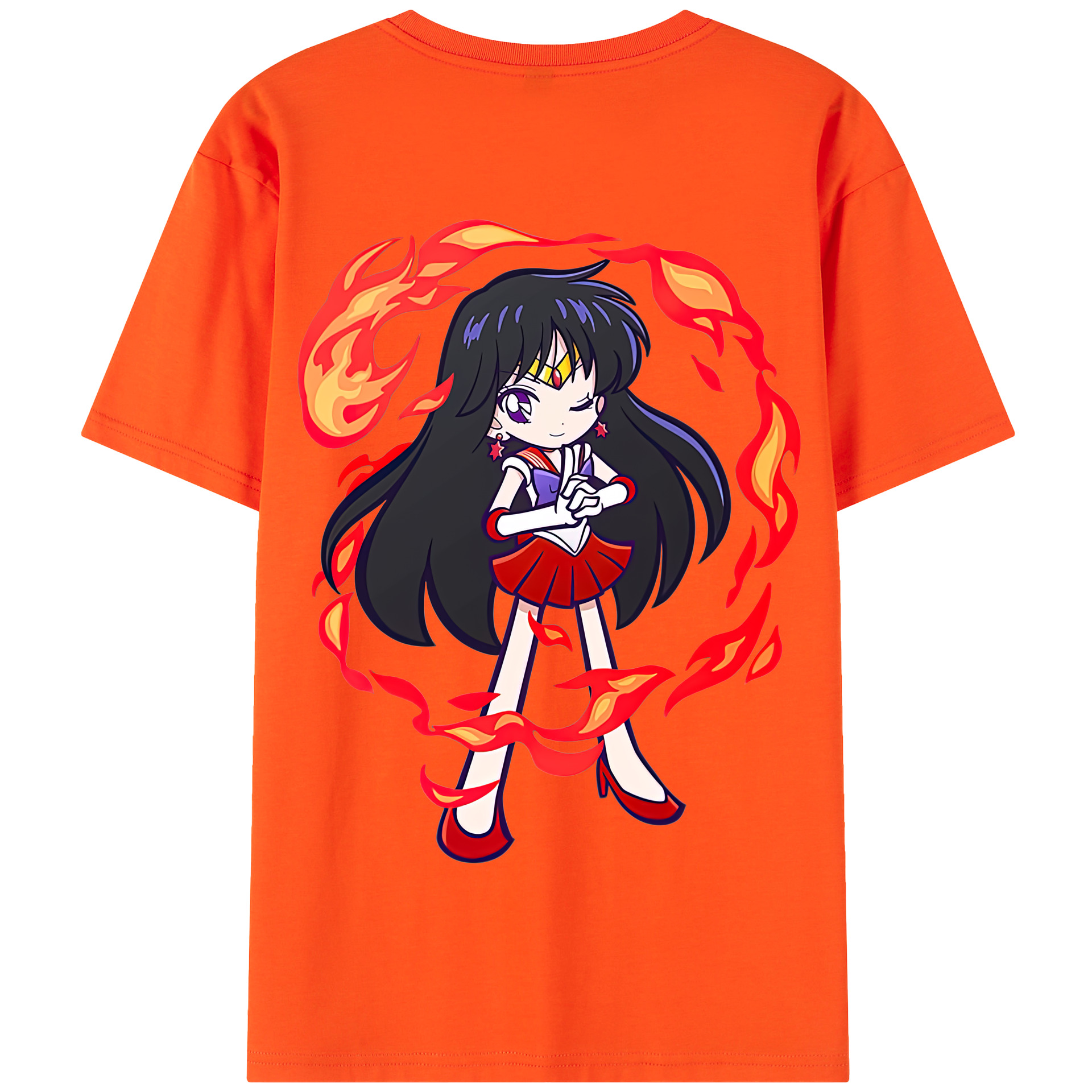 （画像用） 美少女戦士セーラームーン 火野レイ ひの レイ Sailor Moon Hino Rei （セーラーマーズ,Sailor Mars） 綿100％半袖Tシャツ（背面プリント）