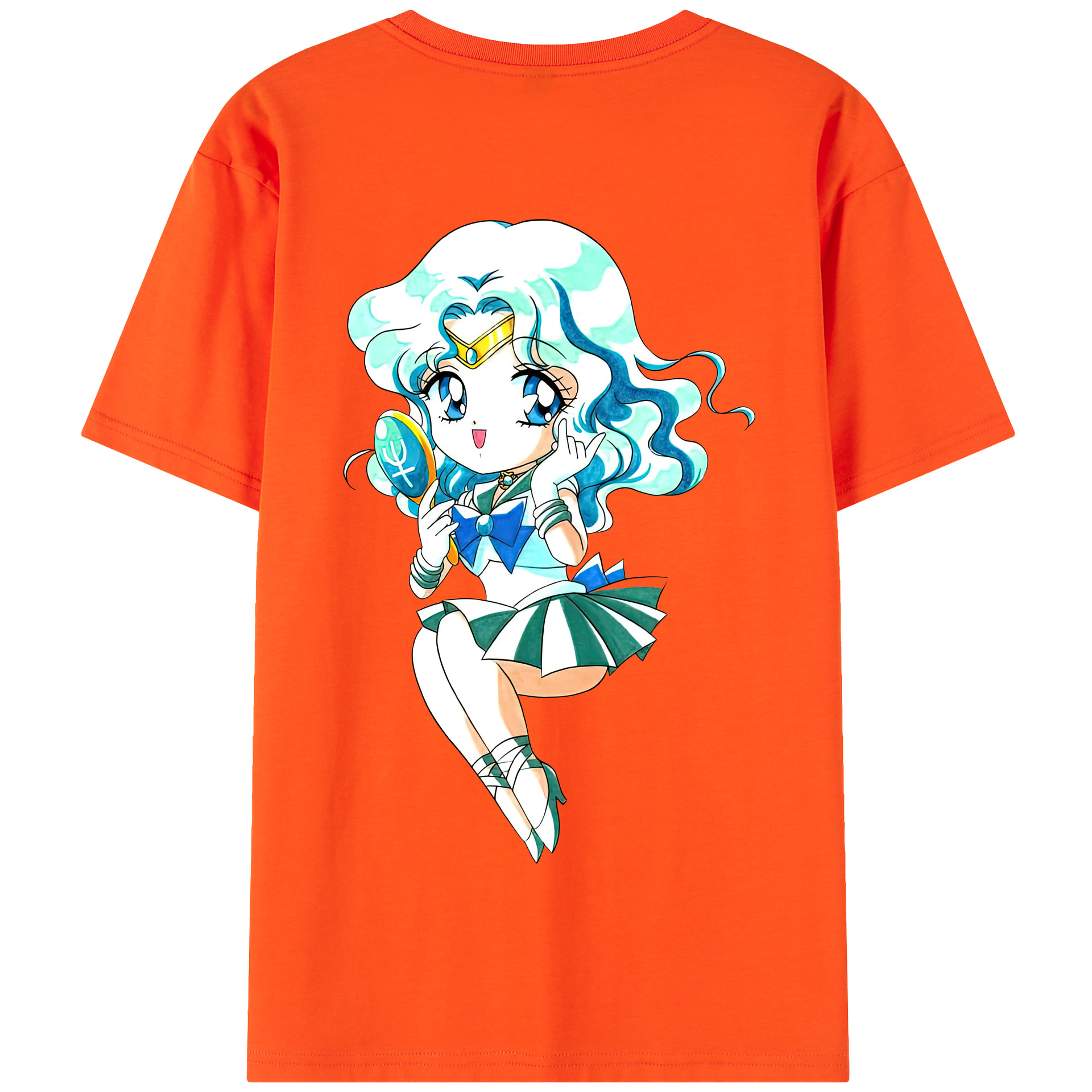 （画像用） 美少女戦士セーラームーン 海王 みちる（かいおう みちる） Sailor Moon Kaiou Michiru 綿100％半袖Tシャツ（背面プリント）