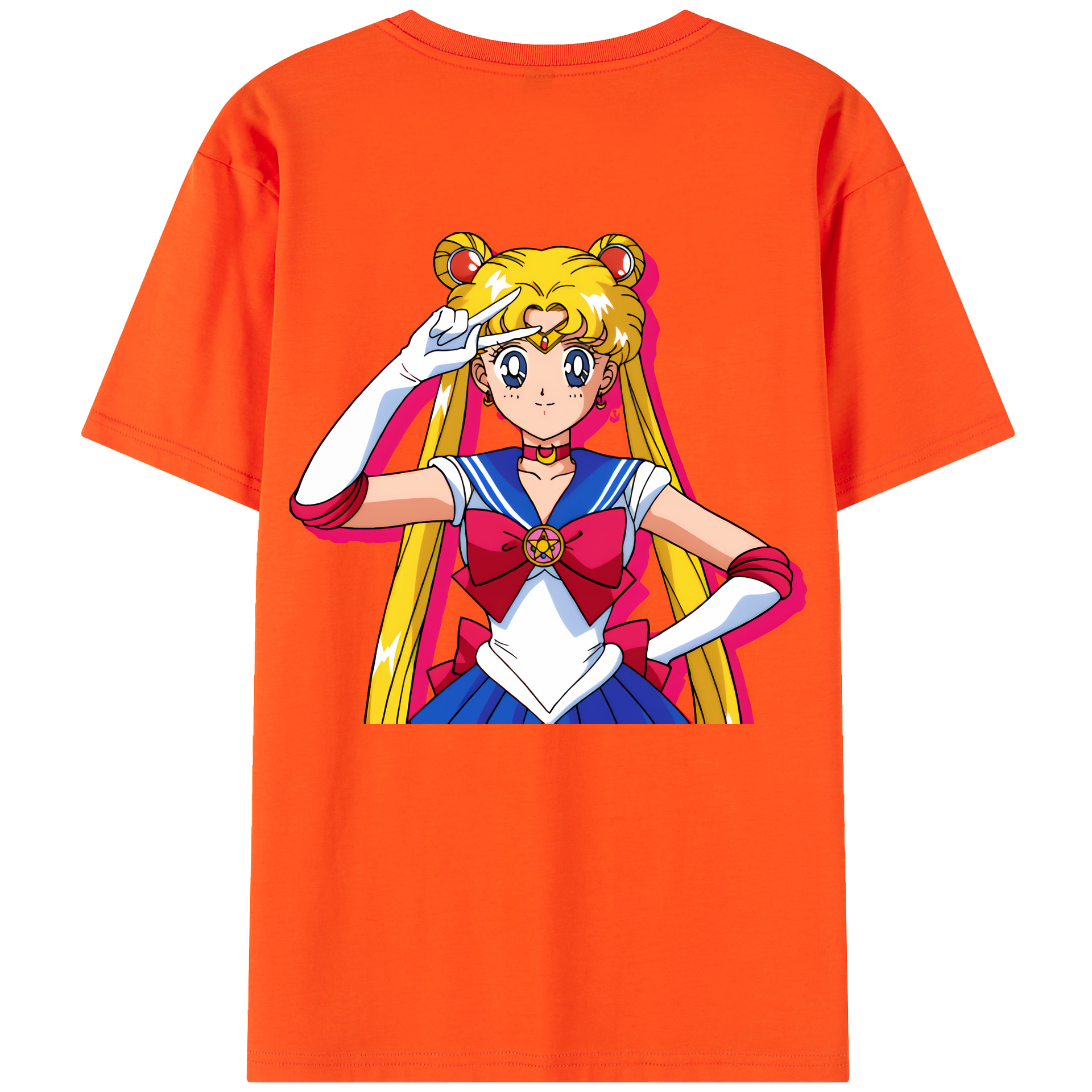 （画像用） 美少女戦士セーラームーン 月野 うさぎ つきの うさぎ Sailor Moon Tsukino Usagi 綿100％半袖Tシャツ（背面プリント）