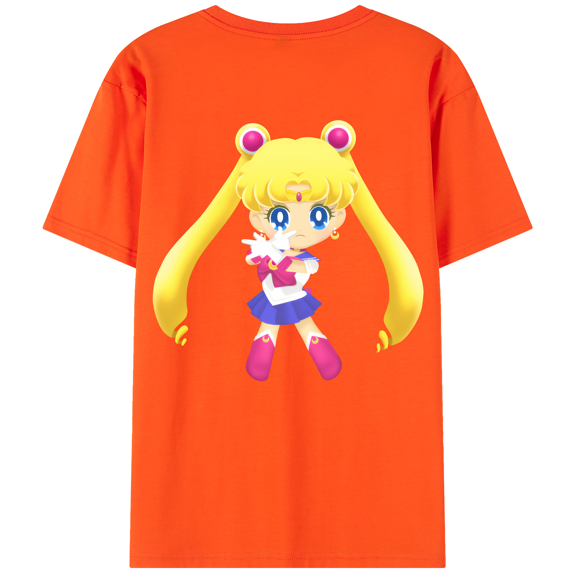 （画像用） 美少女戦士セーラームーン 月野 うさぎ つきの うさぎ Sailor Moon Tsukino Usagi 綿100％半袖Tシャツ（背面プリント）