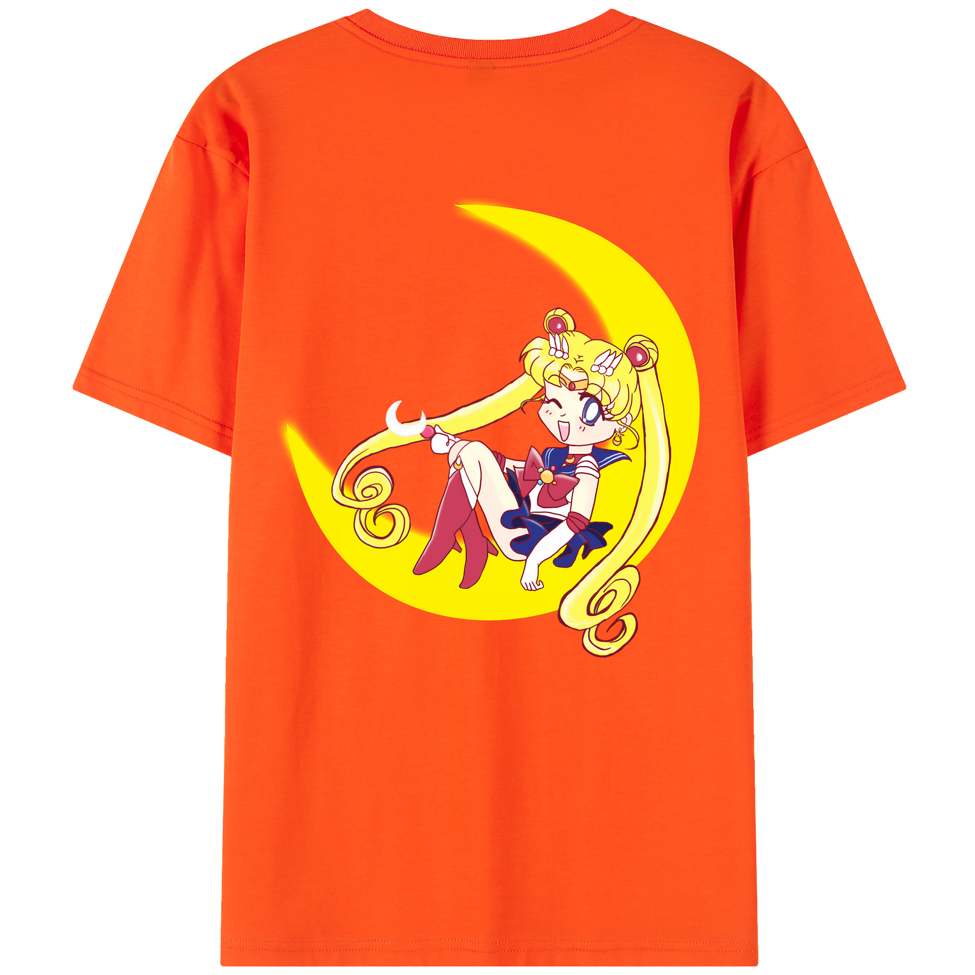 （画像用） 美少女戦士セーラームーン 月野 うさぎ つきの うさぎ Sailor Moon Tsukino Usagi 綿100％半袖Tシャツ（背面プリント）