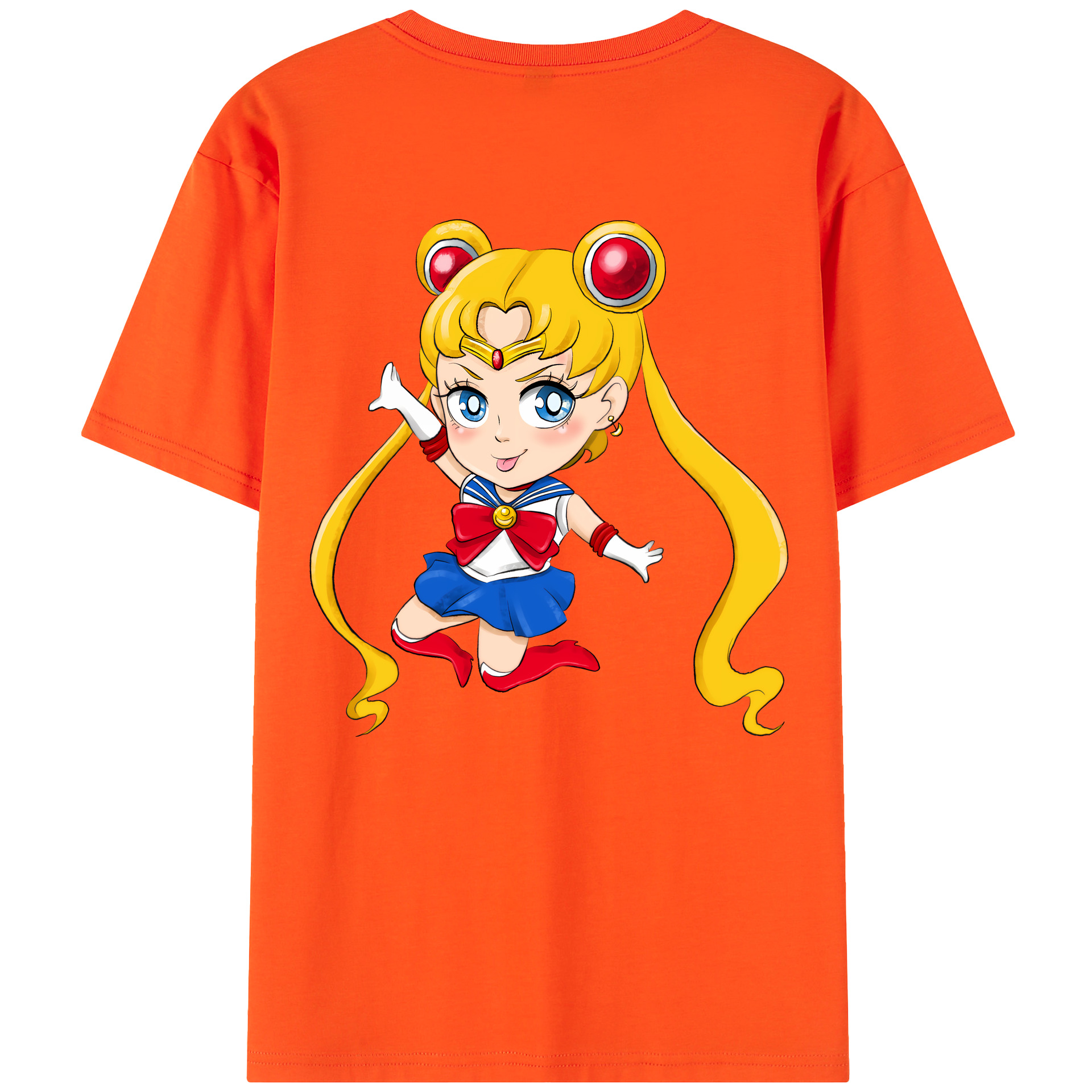 （画像用） 美少女戦士セーラームーン 月野 うさぎ つきの うさぎ Sailor Moon Tsukino Usagi 綿100％半袖Tシャツ（背面プリント）