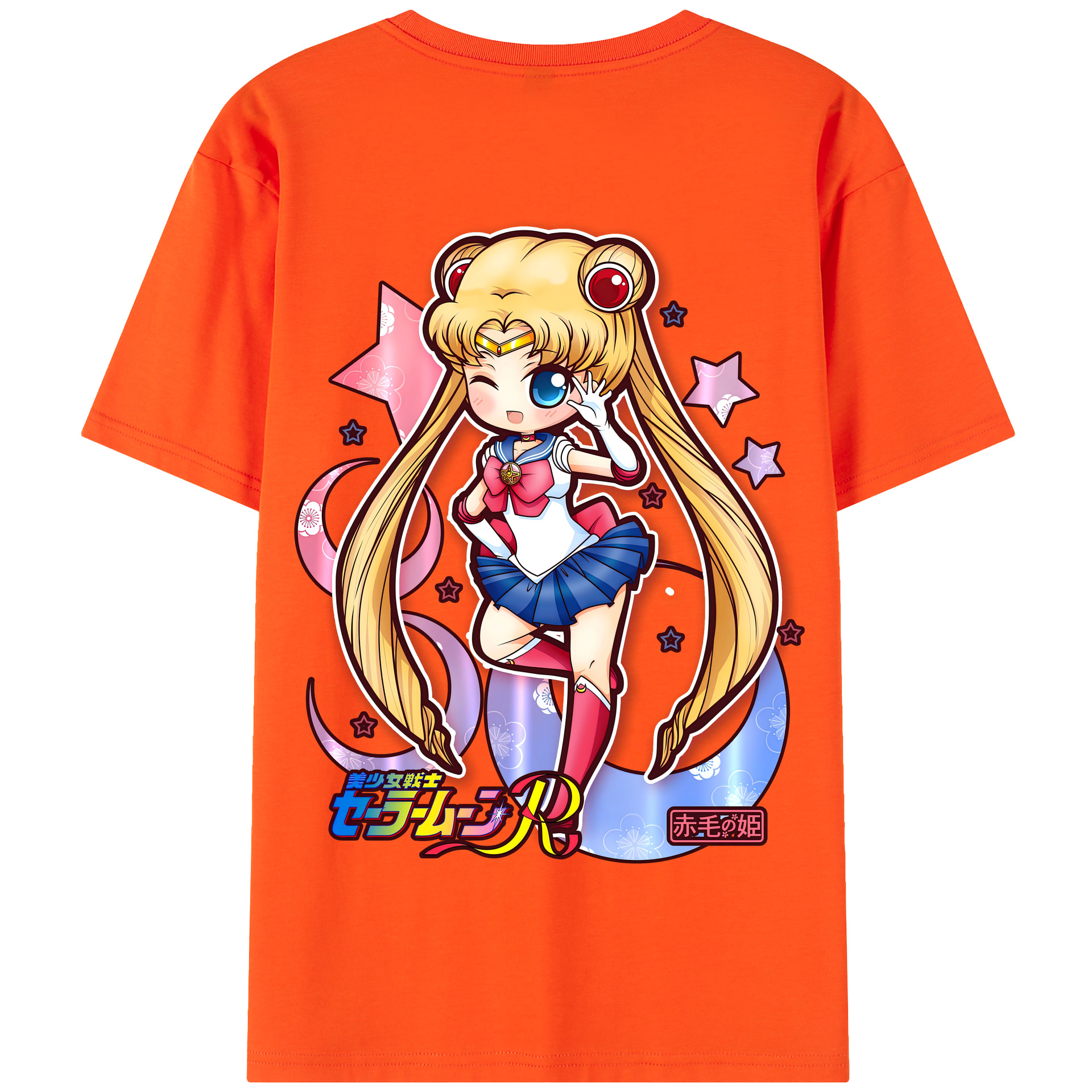 （画像用） 美少女戦士セーラームーン 月野 うさぎ つきの うさぎ Sailor Moon Tsukino Usagi 綿100％半袖Tシャツ（背面プリント）