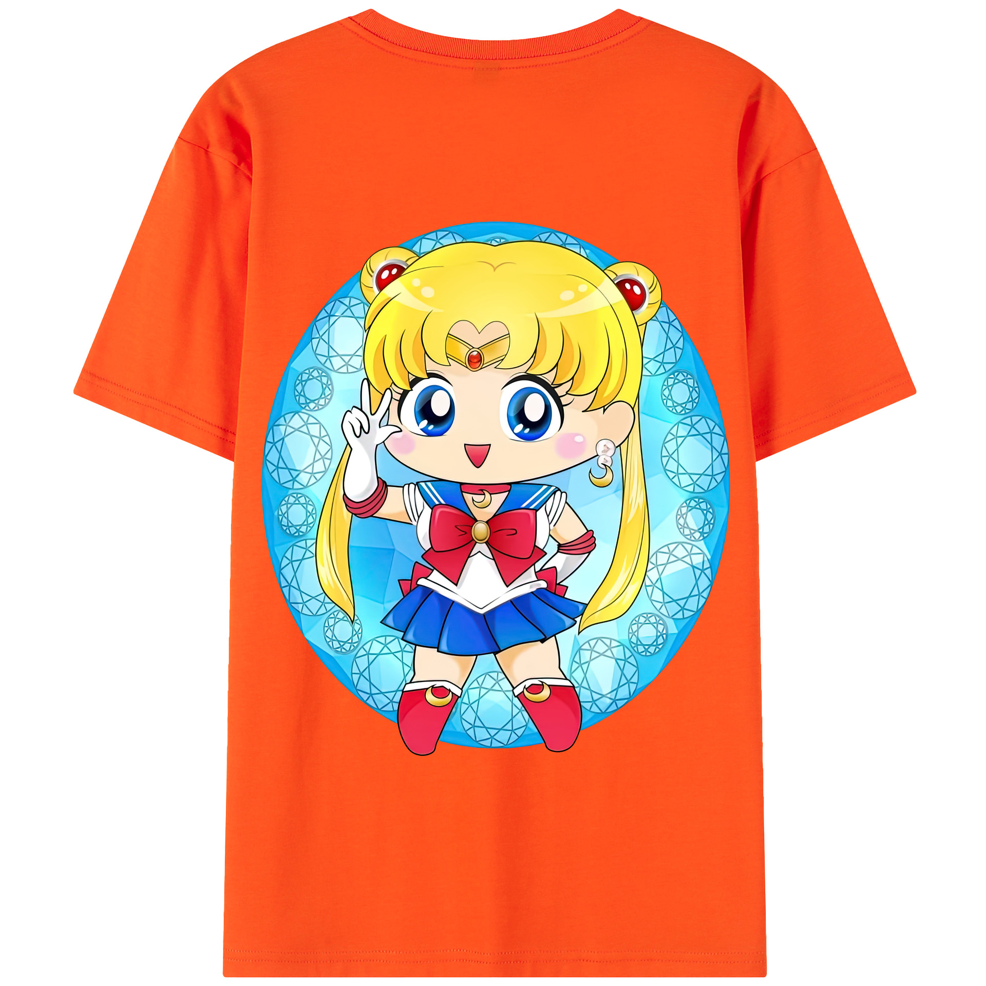 （画像用） 美少女戦士セーラームーン 月野 うさぎ つきの うさぎ Sailor Moon Tsukino Usagi 綿100％半袖Tシャツ（背面プリント）