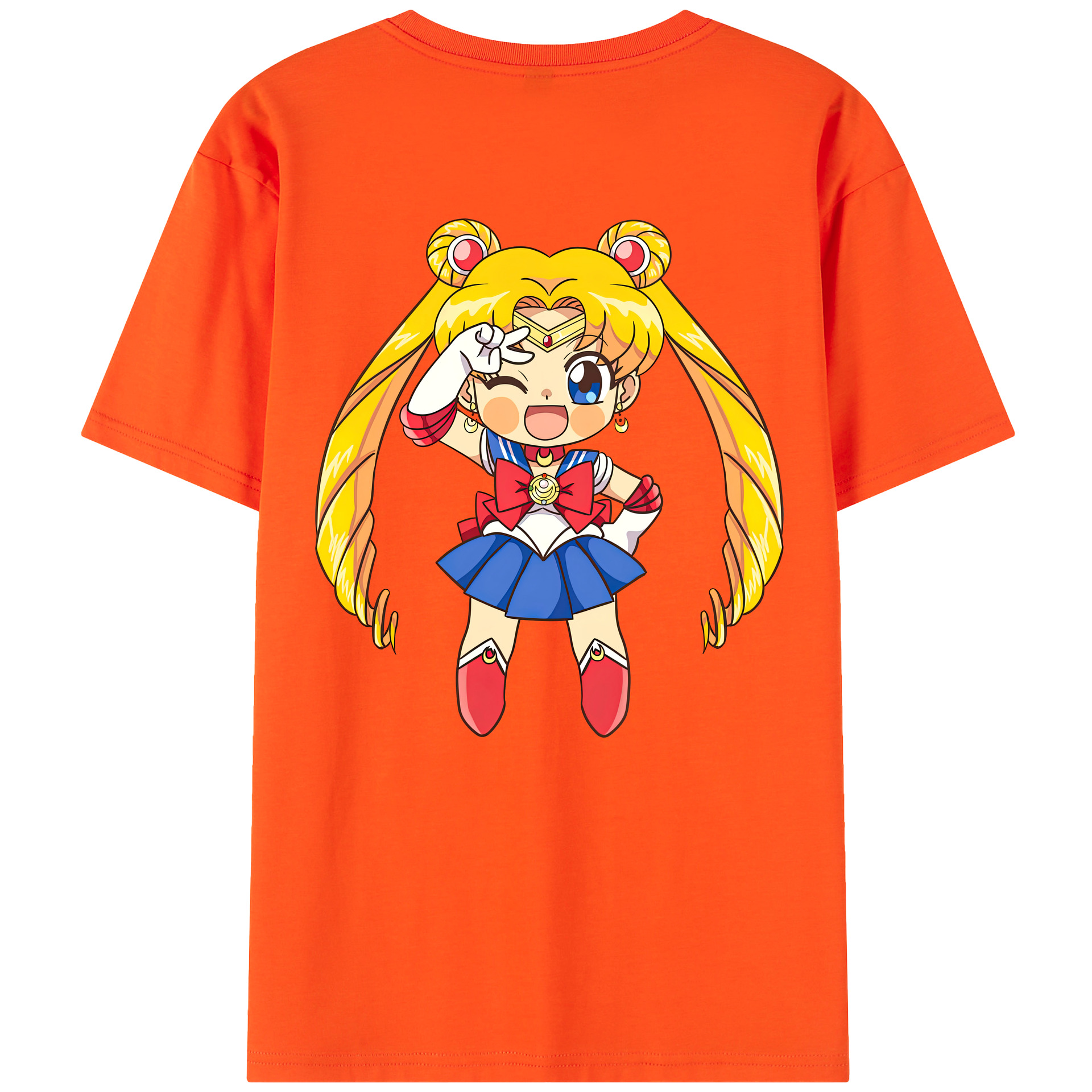 （画像用） 美少女戦士セーラームーン 月野 うさぎ つきの うさぎ Sailor Moon Tsukino Usagi 綿100％半袖Tシャツ（背面プリント）