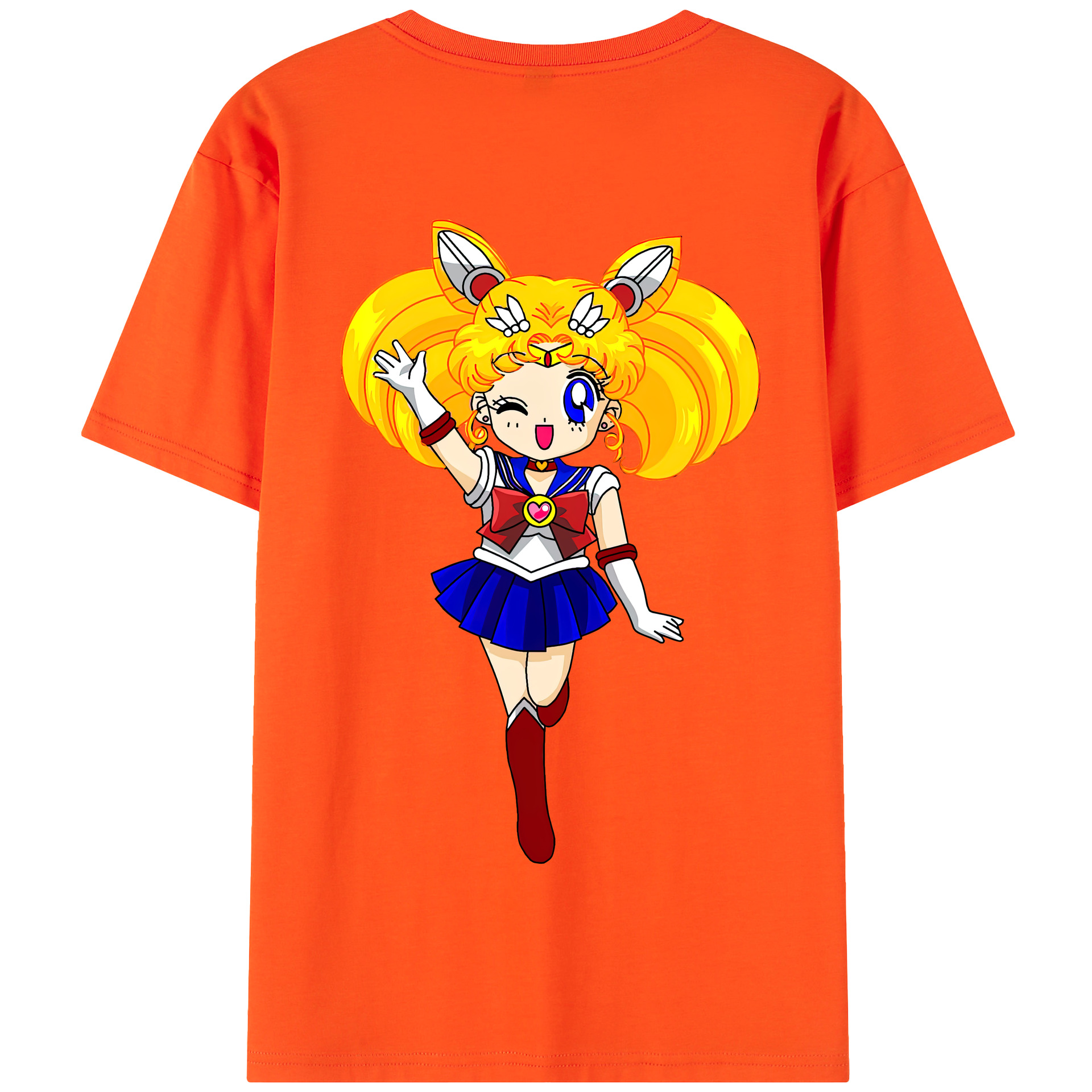 （画像用） 美少女戦士セーラームーン 月野 うさぎ つきの うさぎ Sailor Moon Tsukino Usagi 綿100％半袖Tシャツ（背面プリント）