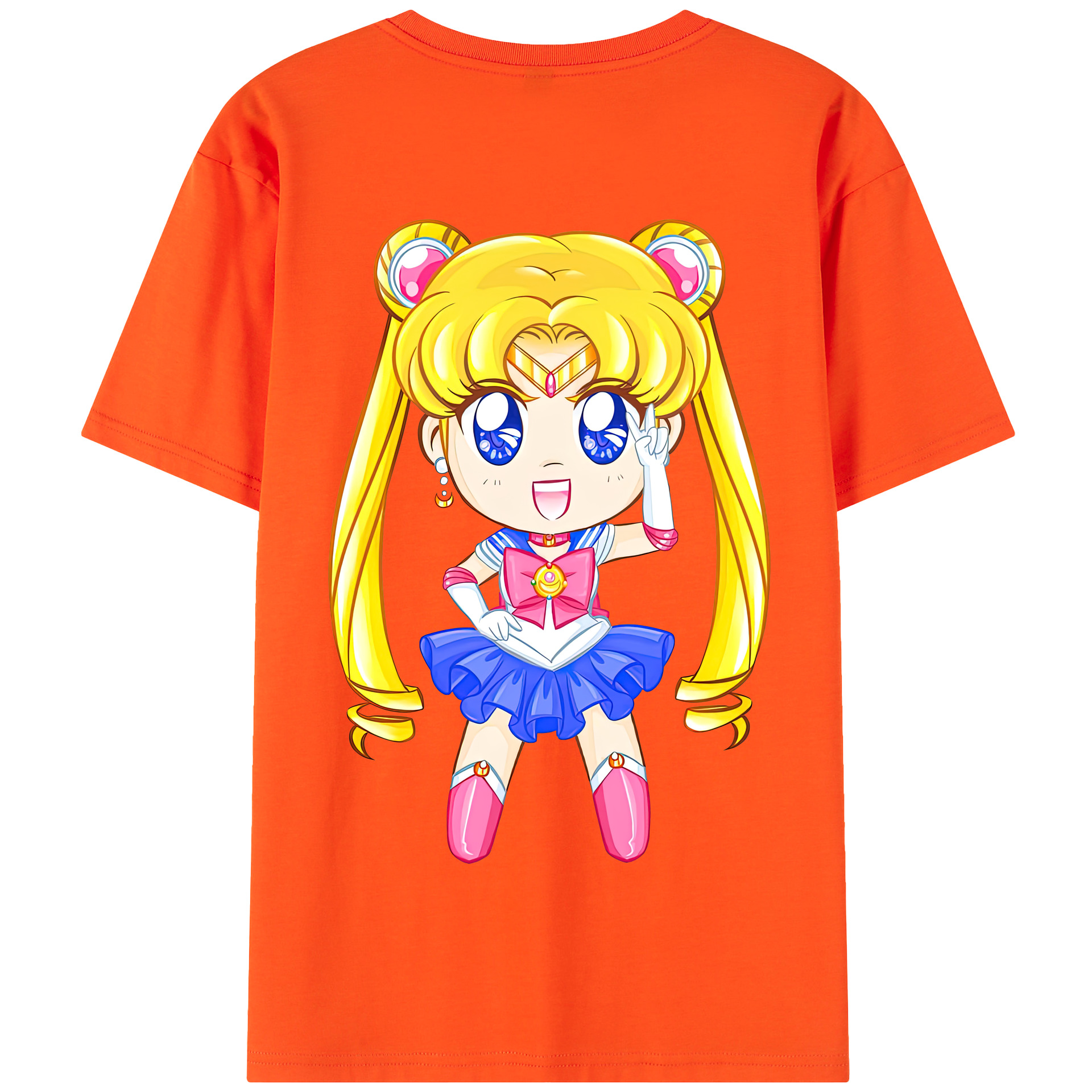 （画像用） 美少女戦士セーラームーン 月野 うさぎ つきの うさぎ Sailor Moon Tsukino Usagi 綿100％半袖Tシャツ（背面プリント）