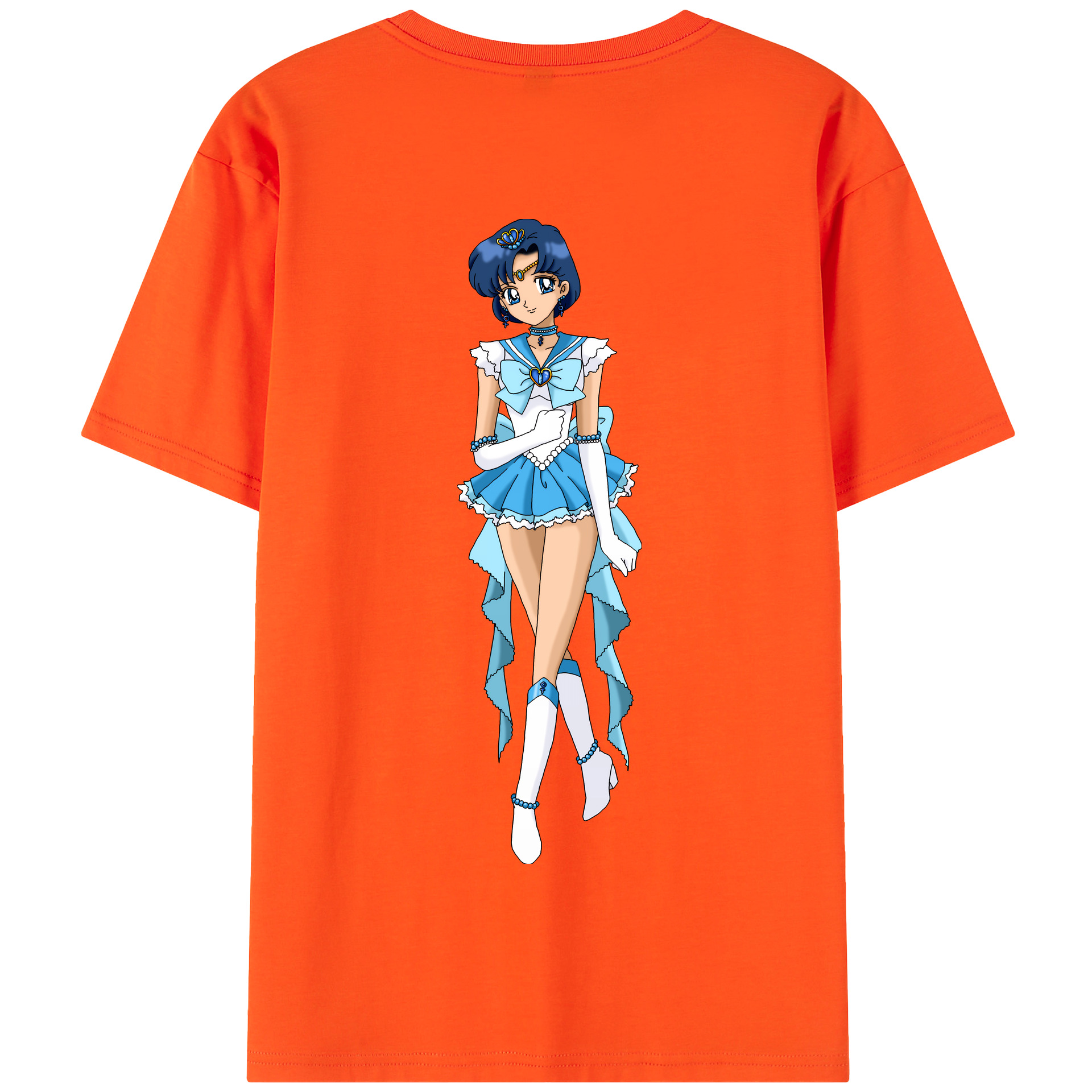 （画像用） 美少女戦士セーラームーン 水野 亜美 みずの あみ Sailor Moon Mizuno Ami 綿100％半袖Tシャツ（背面プリント）