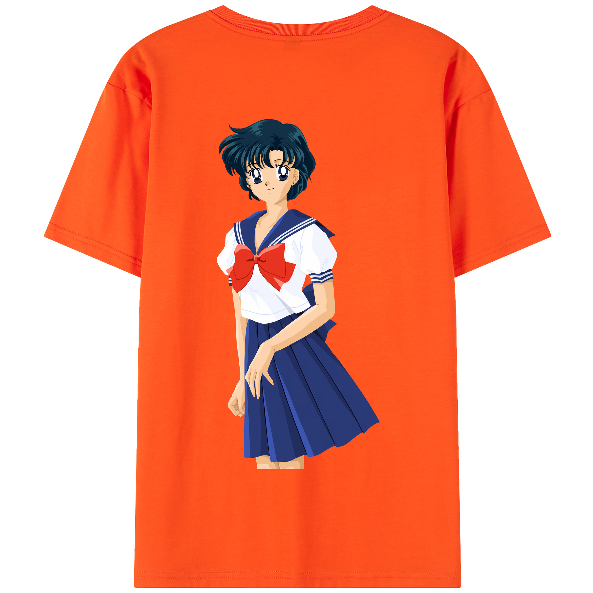 （画像用） 美少女戦士セーラームーン 水野 亜美 みずの あみ Sailor Moon Mizuno Ami 綿100％半袖Tシャツ（背面プリント）