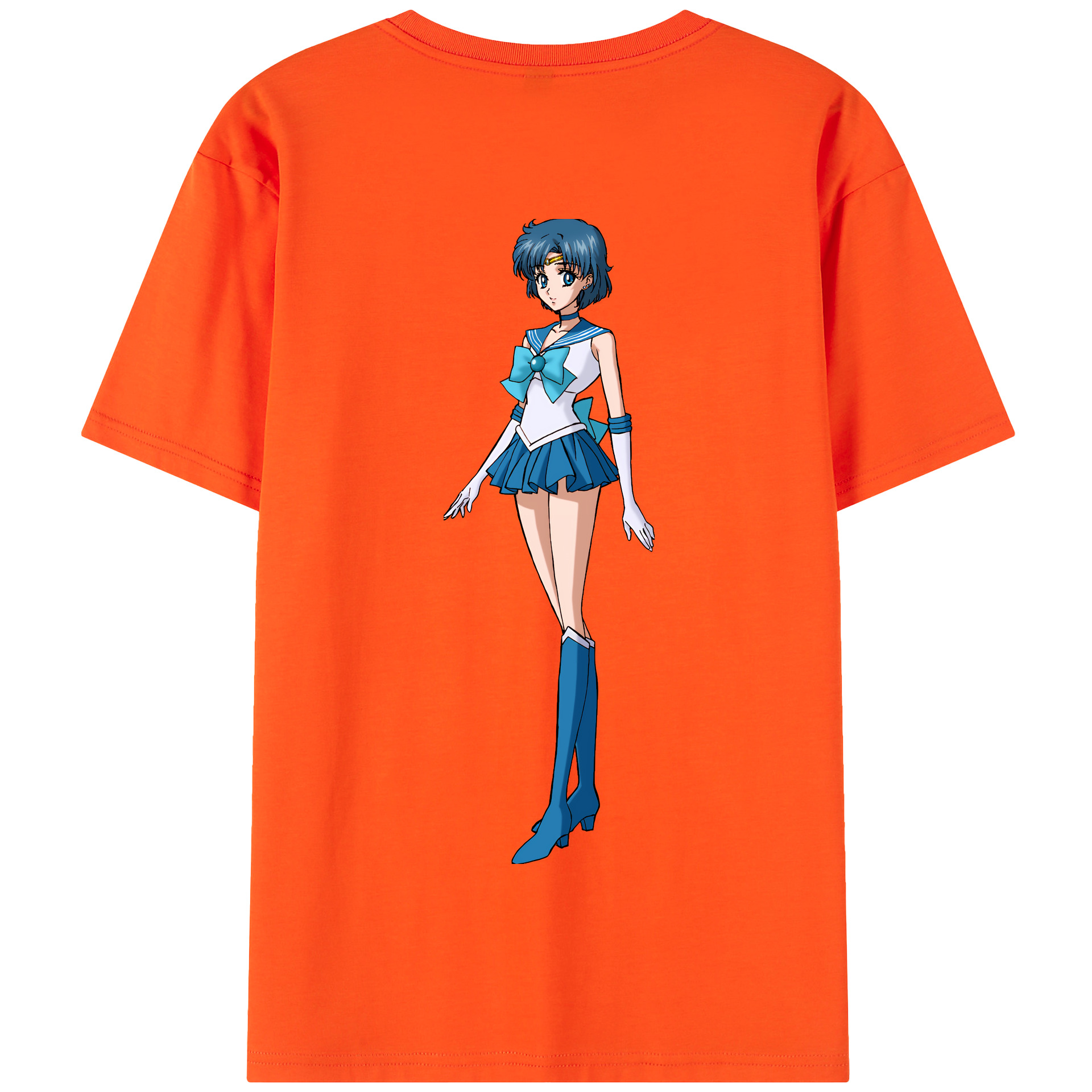 （画像用） 美少女戦士セーラームーン 水野 亜美 みずの あみ Sailor Moon Mizuno Ami 綿100％半袖Tシャツ（背面プリント）