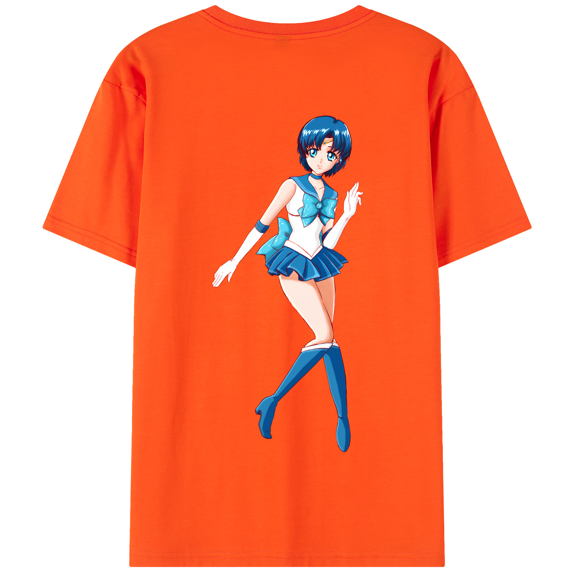 （画像用） 美少女戦士セーラームーン 水野 亜美 みずの あみ Sailor Moon Mizuno Ami 綿100％半袖Tシャツ（背面プリント）