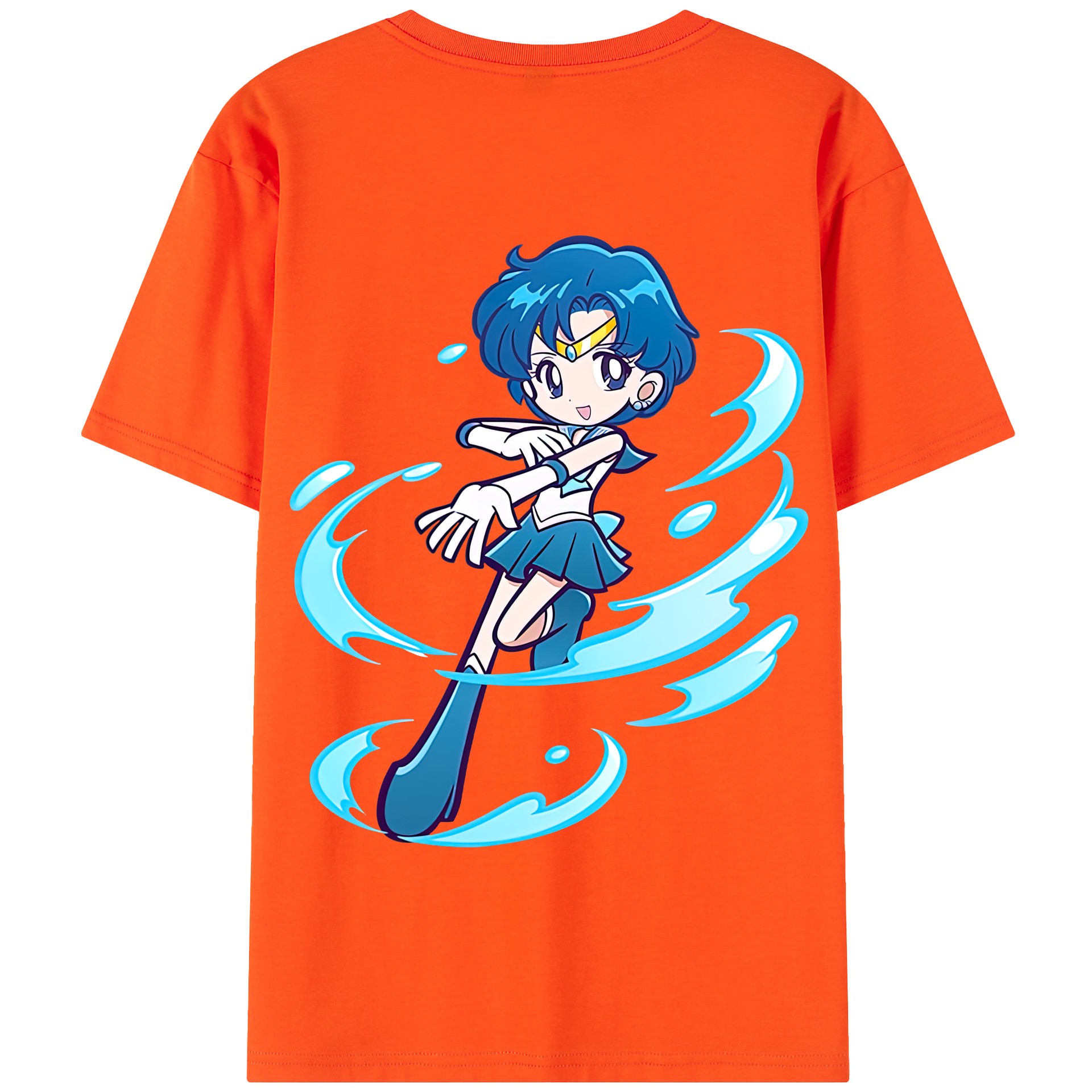 （画像用） 美少女戦士セーラームーン 水野 亜美 みずの あみ Sailor Moon Mizuno Ami 綿100％半袖Tシャツ（背面プリント）