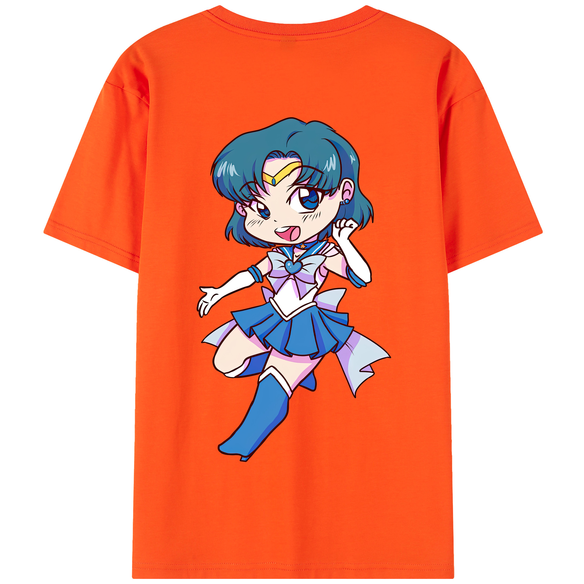 （画像用） 美少女戦士セーラームーン 水野 亜美 みずの あみ Sailor Moon Mizuno Ami 綿100％半袖Tシャツ（背面プリント）