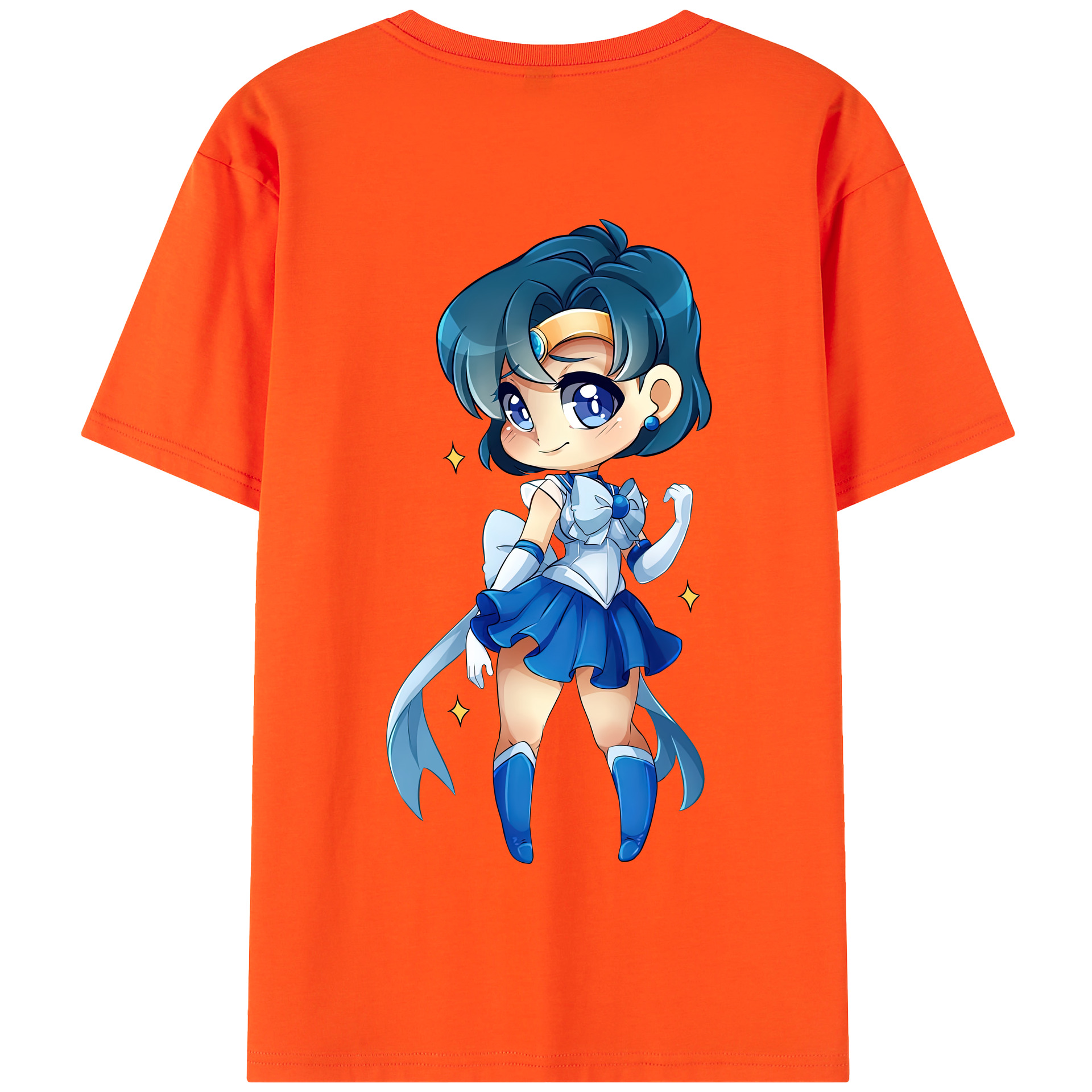（画像用） 美少女戦士セーラームーン 水野 亜美 みずの あみ Sailor Moon Mizuno Ami 綿100％半袖Tシャツ（背面プリント）