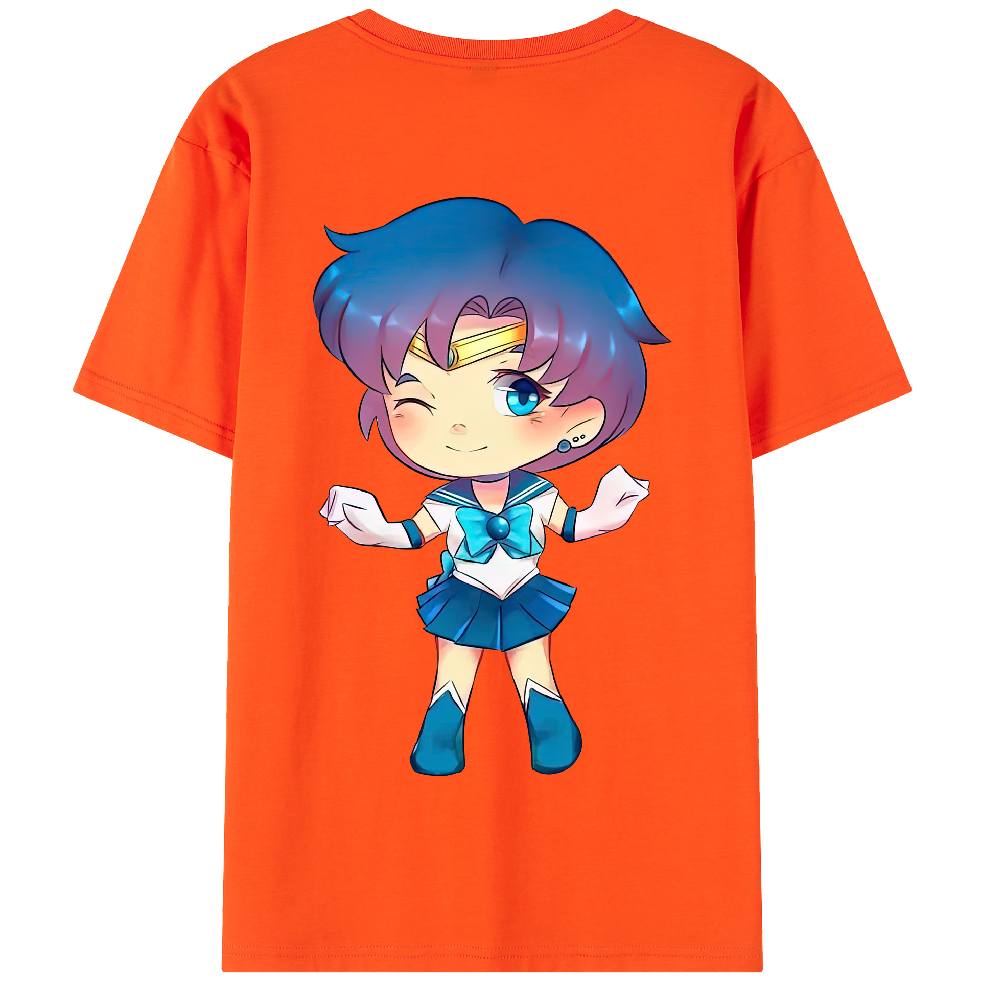 （画像用） 美少女戦士セーラームーン 水野 亜美 みずの あみ Sailor Moon Mizuno Ami 綿100％半袖Tシャツ（背面プリント）