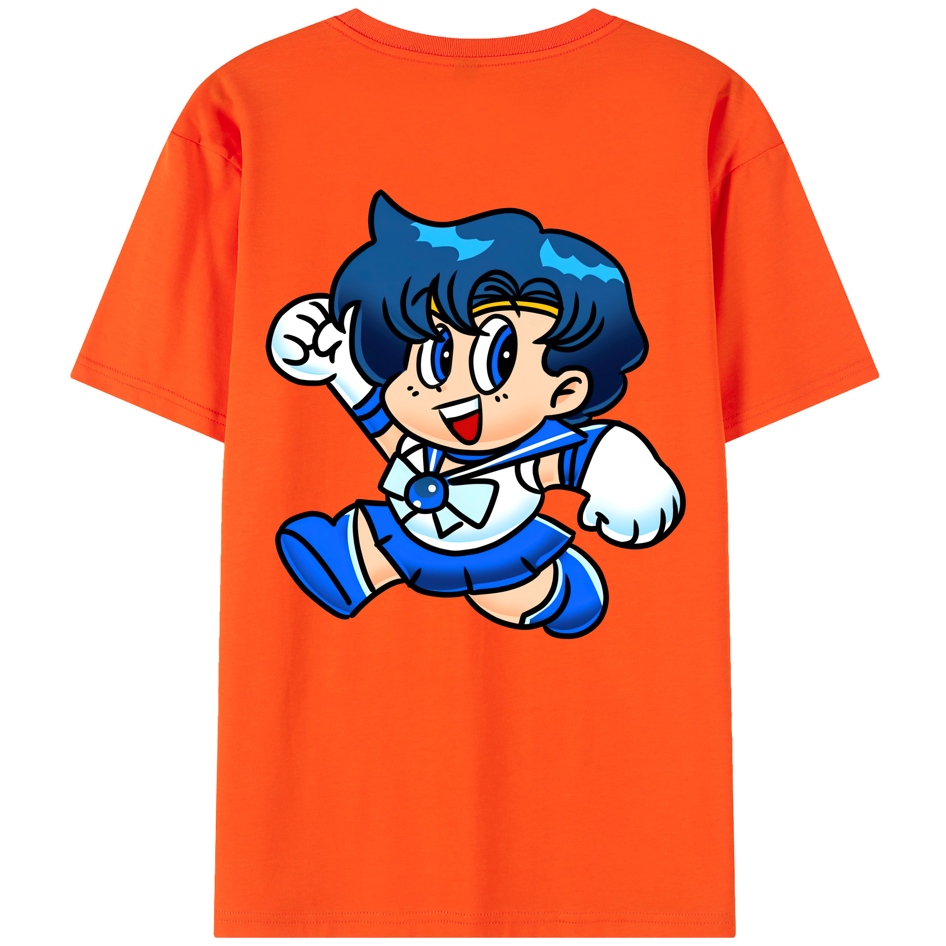 （画像用） 美少女戦士セーラームーン 水野 亜美 みずの あみ Sailor Moon Mizuno Ami 綿100％半袖Tシャツ（背面プリント）