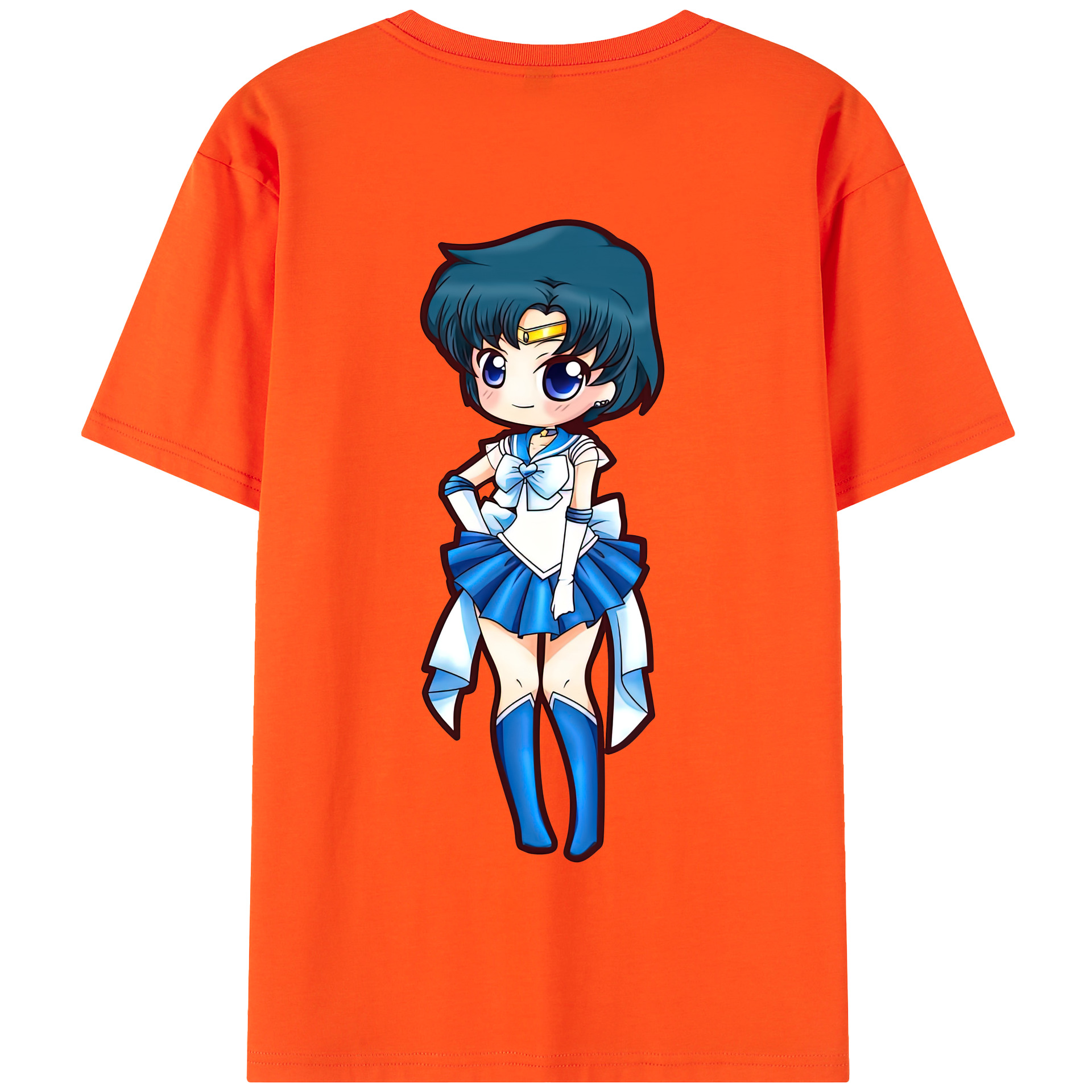 （画像用） 美少女戦士セーラームーン 水野 亜美 みずの あみ Sailor Moon Mizuno Ami 綿100％半袖Tシャツ（背面プリント）