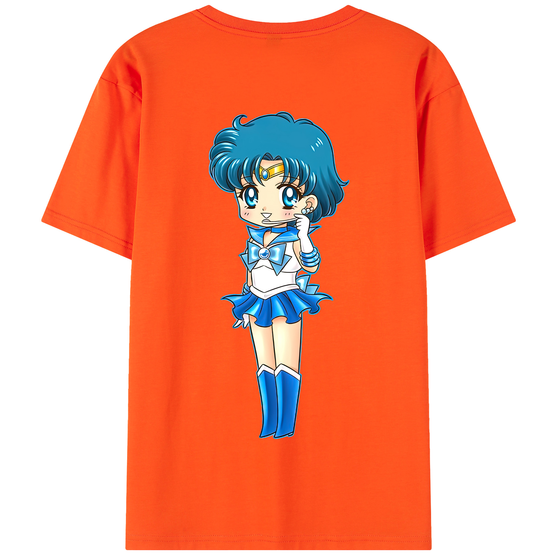 （画像用） 美少女戦士セーラームーン 水野 亜美 みずの あみ Sailor Moon Mizuno Ami 綿100％半袖Tシャツ（背面プリント）