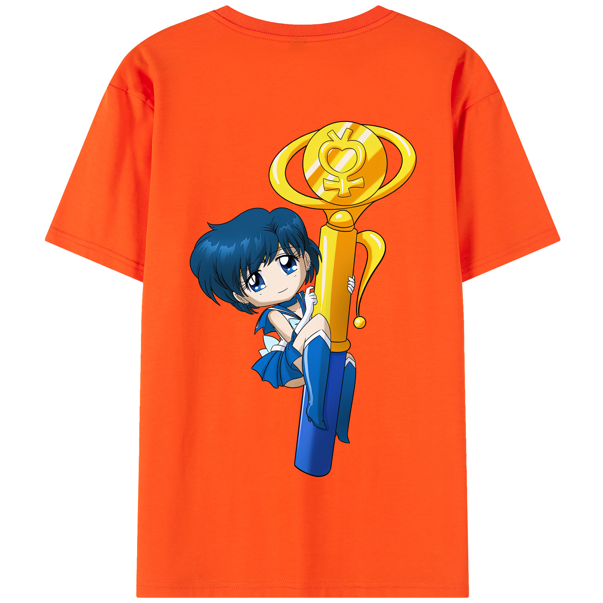 （画像用） 美少女戦士セーラームーン 水野 亜美 みずの あみ Sailor Moon Mizuno Ami 綿100％半袖Tシャツ（背面プリント）