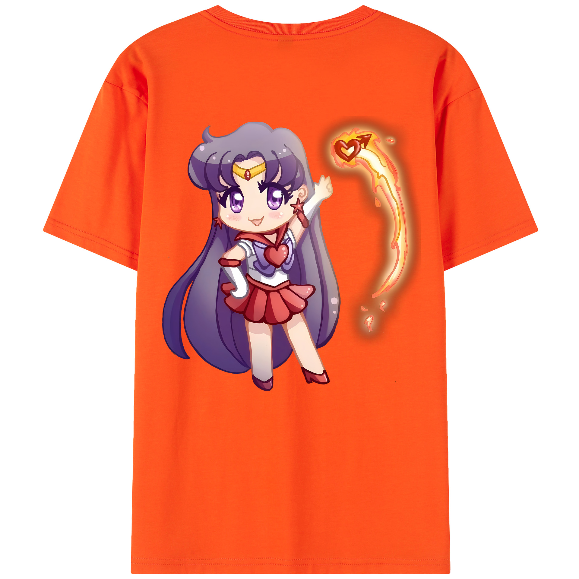 （画像用） 美少女戦士セーラームーン 火野レイ ひの レイ Sailor Moon Hino Rei （セーラーマーズ,Sailor Mars） 綿100％半袖Tシャツ（背面プリント）
