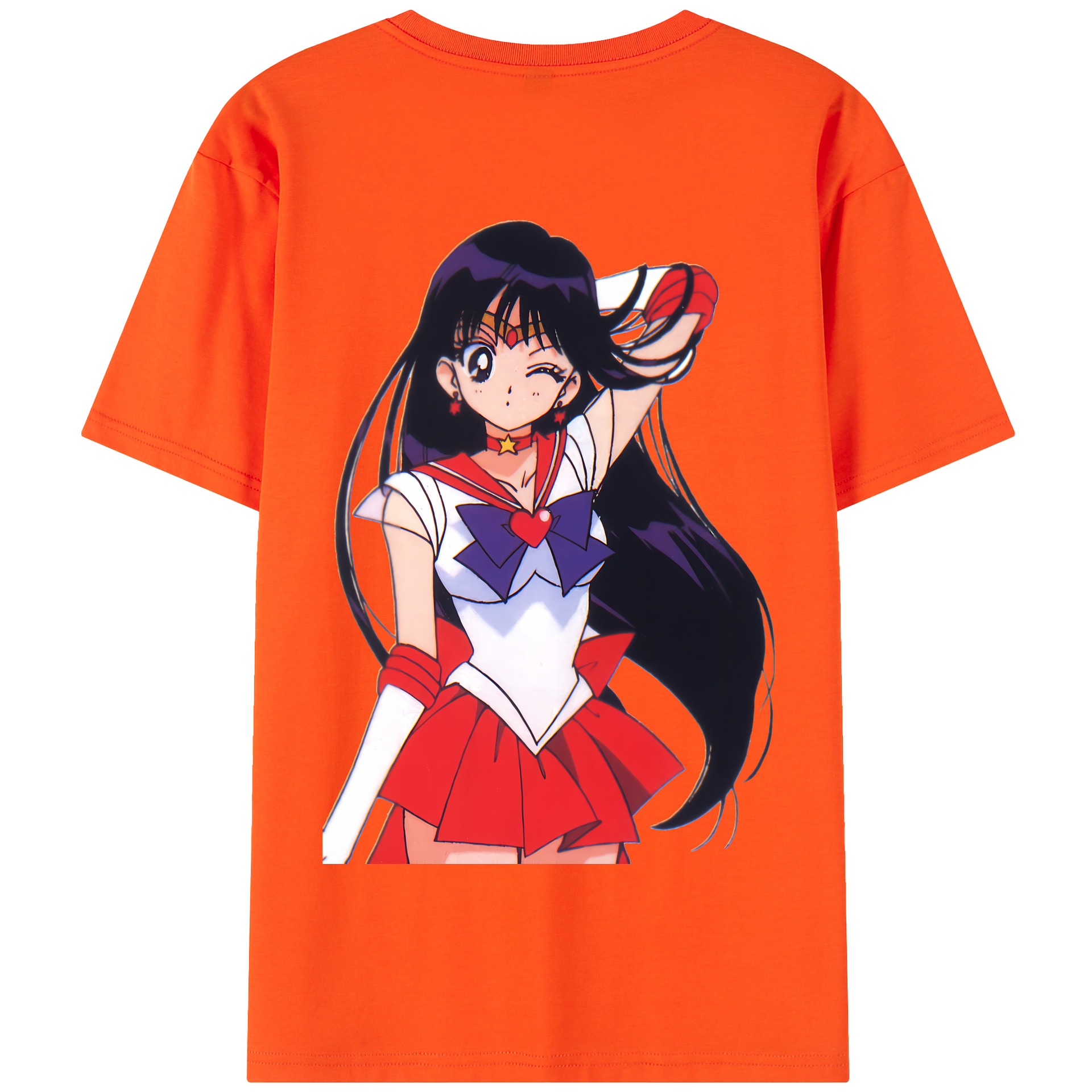 （画像用） 美少女戦士セーラームーン 火野レイ ひの レイ Sailor Moon Hino Rei （セーラーマーズ,Sailor Mars） 綿100％半袖Tシャツ（背面プリント）