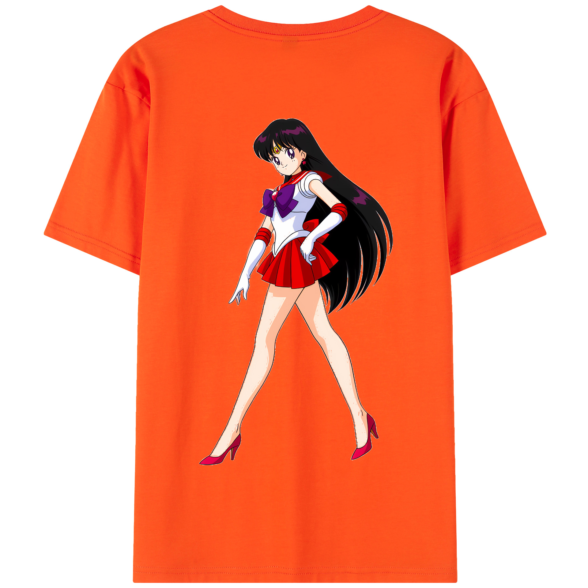 （画像用） 美少女戦士セーラームーン 火野レイ ひの レイ Sailor Moon Hino Rei （セーラーマーズ,Sailor Mars） 綿100％半袖Tシャツ（背面プリント）