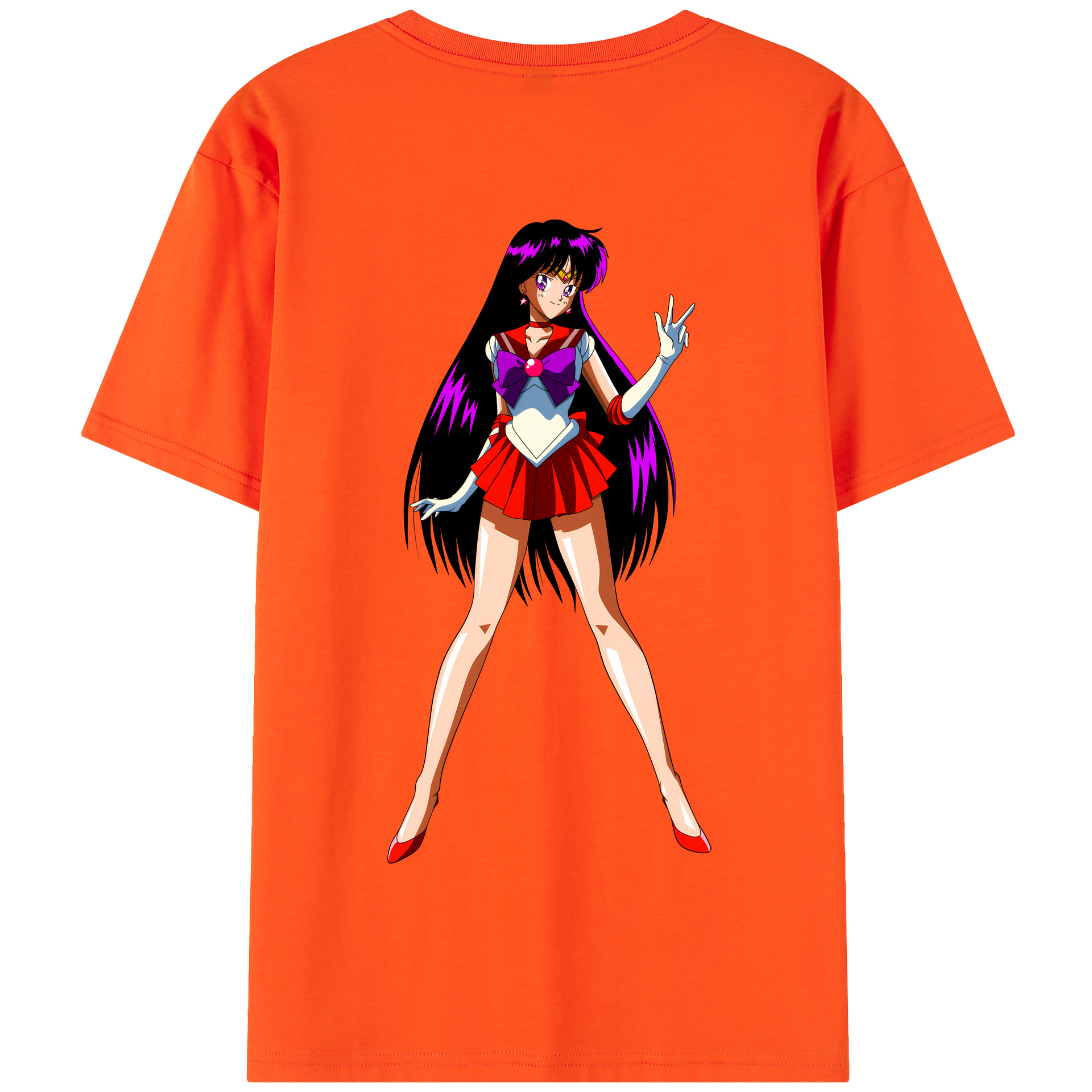 （画像用） 美少女戦士セーラームーン 火野レイ ひの レイ Sailor Moon Hino Rei （セーラーマーズ,Sailor Mars） 綿100％半袖Tシャツ（背面プリント）