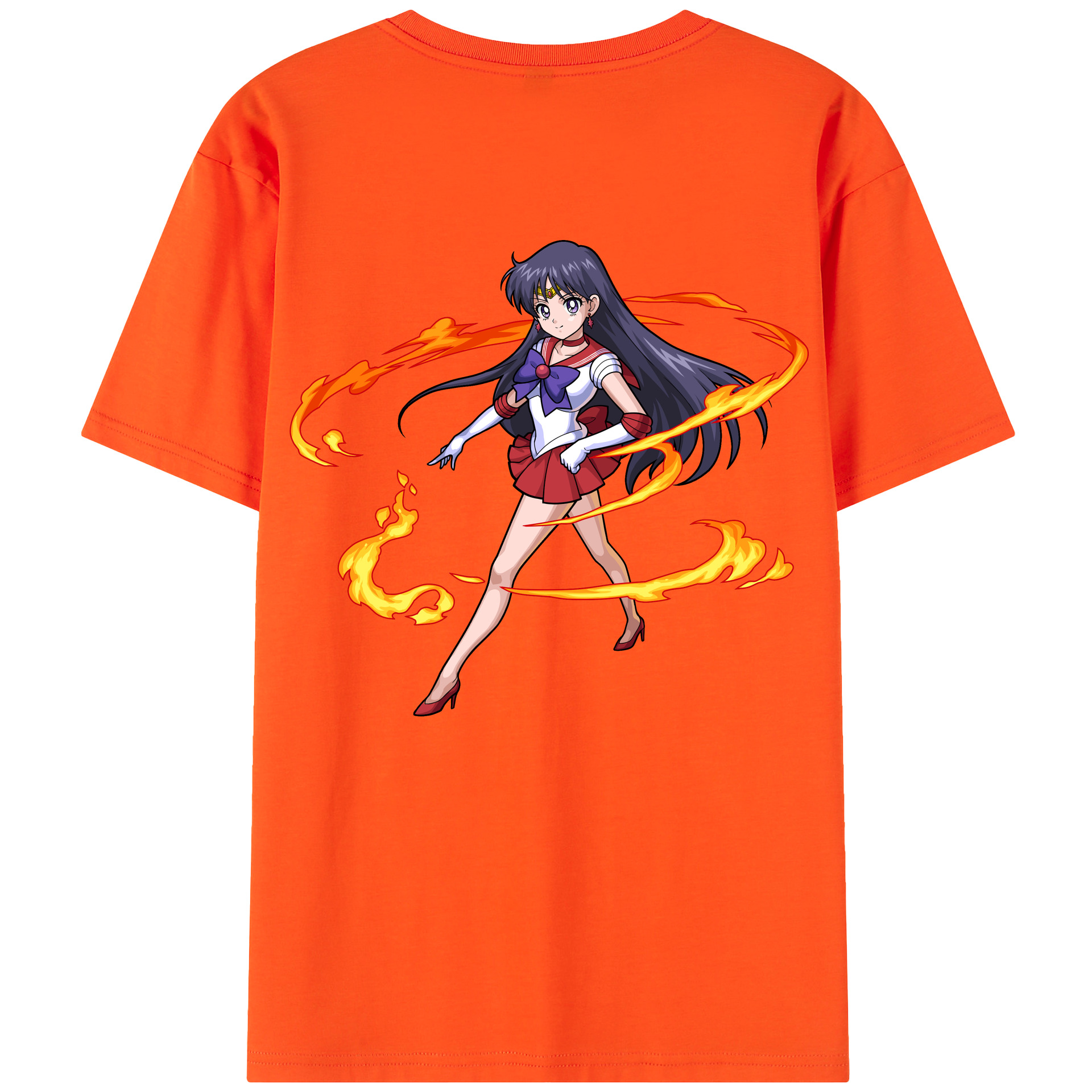 （画像用） 美少女戦士セーラームーン 火野レイ ひの レイ Sailor Moon Hino Rei （セーラーマーズ,Sailor Mars） 綿100％半袖Tシャツ（背面プリント）