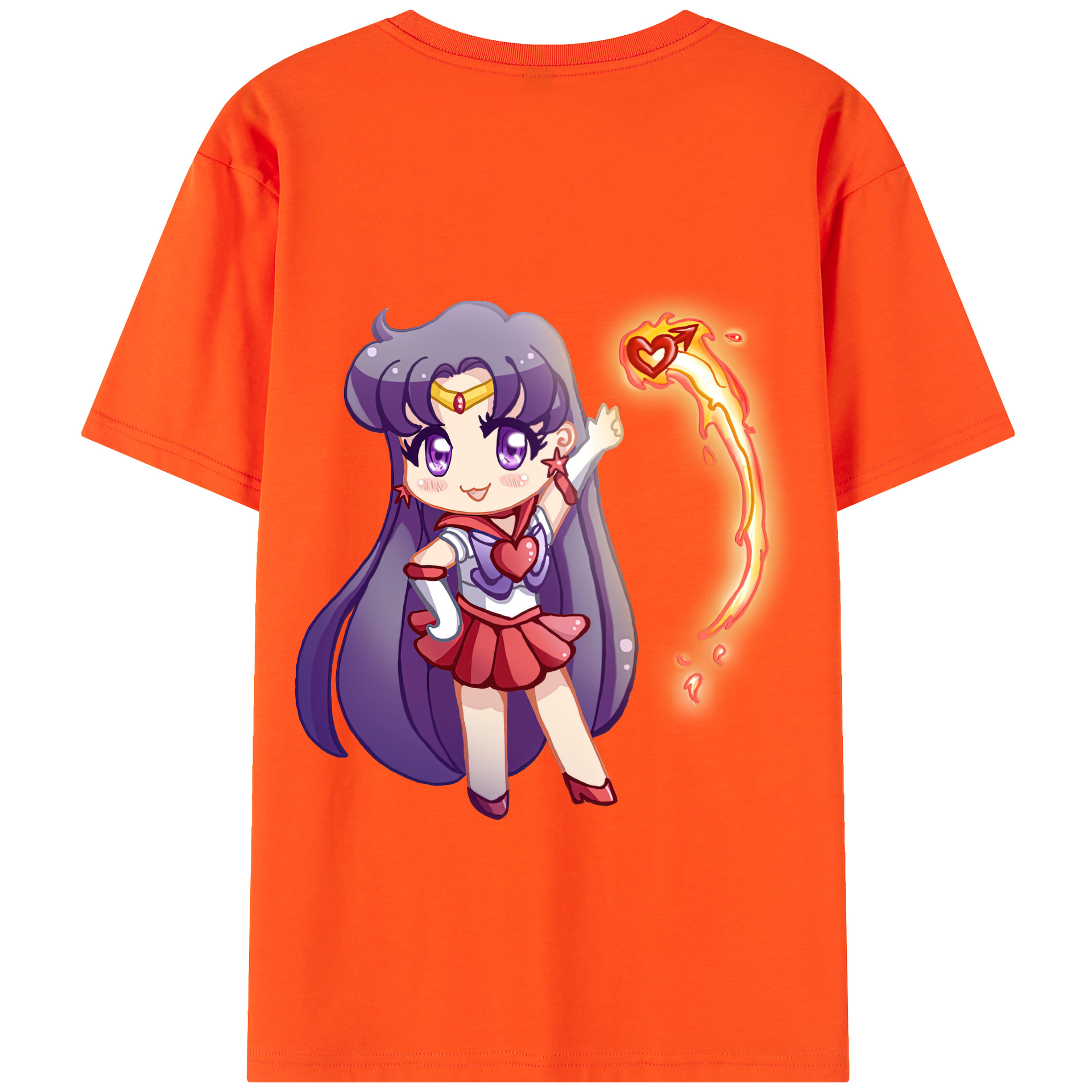 （画像用） 美少女戦士セーラームーン 火野レイ ひの レイ Sailor Moon Hino Rei （セーラーマーズ,Sailor Mars） 綿100％半袖Tシャツ（背面プリント）