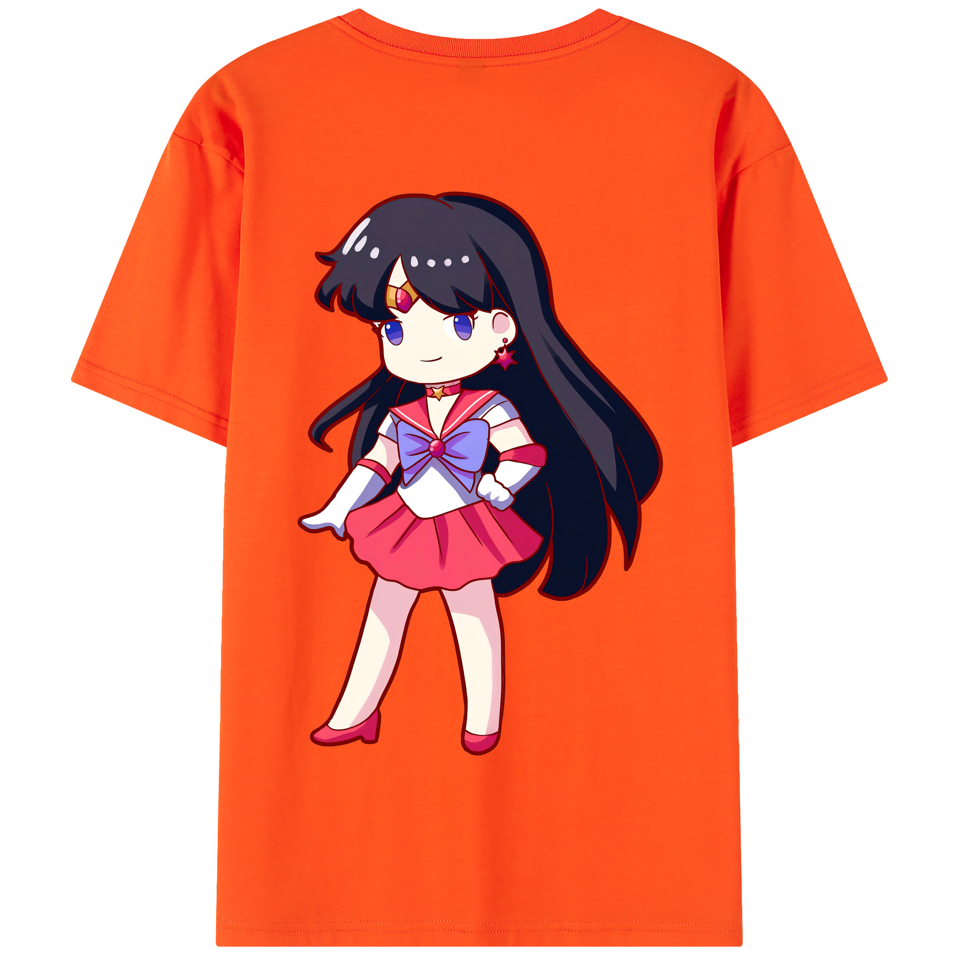 （画像用） 美少女戦士セーラームーン 火野レイ ひの レイ Sailor Moon Hino Rei （セーラーマーズ,Sailor Mars） 綿100％半袖Tシャツ（背面プリント）