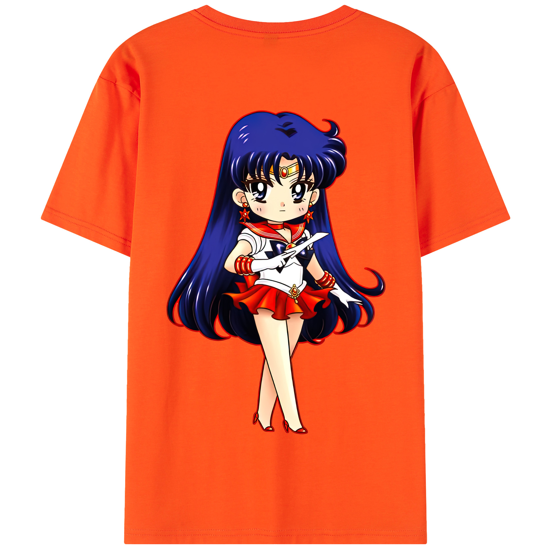 （画像用） 美少女戦士セーラームーン 火野レイ ひの レイ Sailor Moon Hino Rei （セーラーマーズ,Sailor Mars） 綿100％半袖Tシャツ（背面プリント）