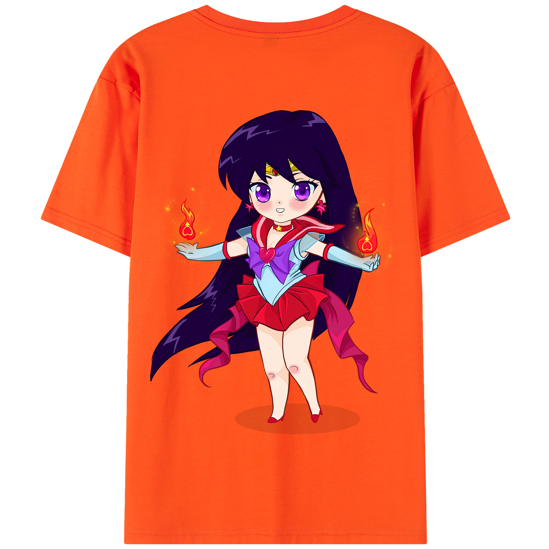 （画像用） 美少女戦士セーラームーン 火野レイ ひの レイ Sailor Moon Hino Rei （セーラーマーズ,Sailor Mars） 綿100％半袖Tシャツ（背面プリント）