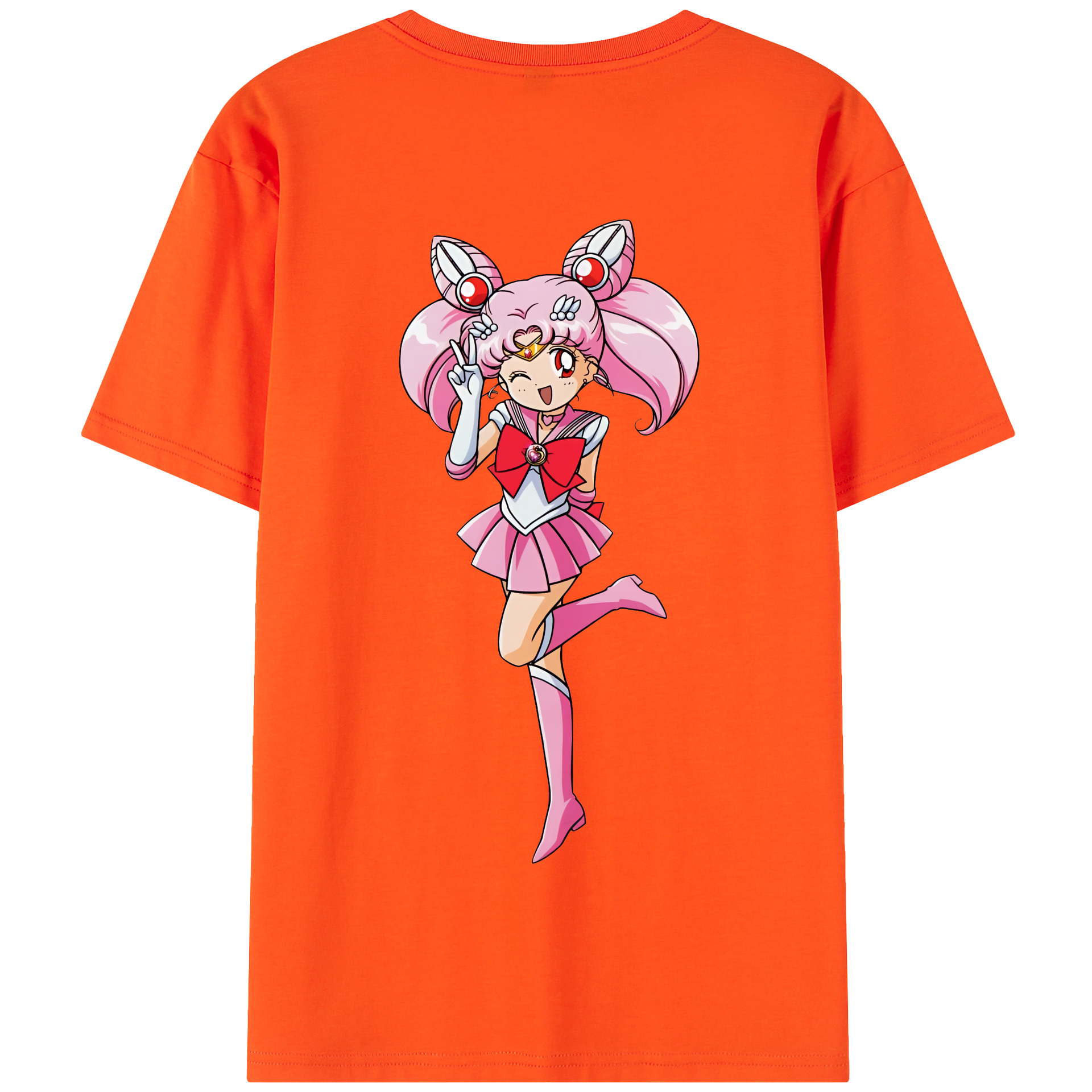 （画像用） 美少女戦士セーラームーン ちびうさ Sailor Moon Chibiusa Tsukino Usagi Small Lady Serenity 綿100％半袖Tシャツ（背面プリント）