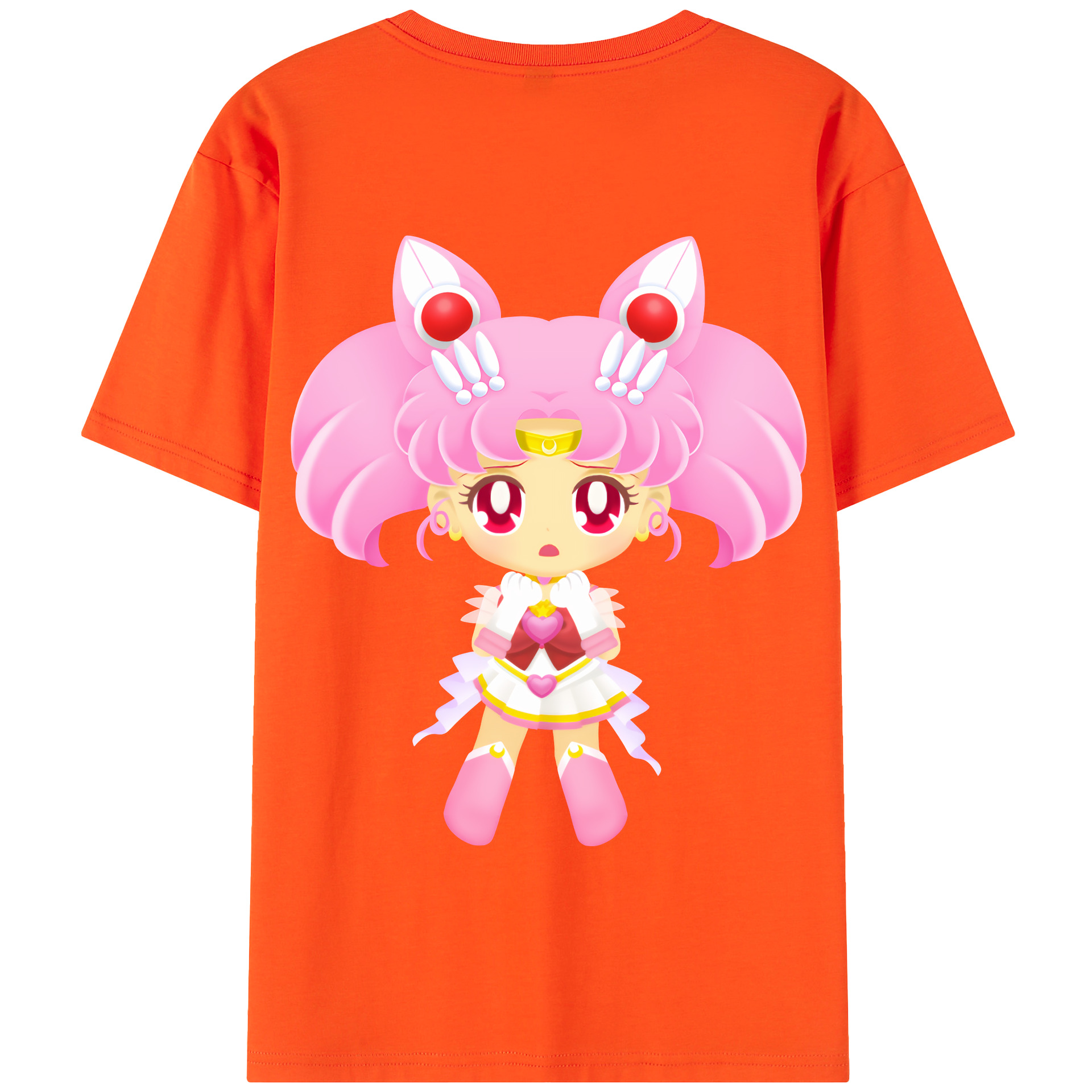 （画像用） 美少女戦士セーラームーン ちびうさ Sailor Moon Chibiusa Tsukino Usagi Small Lady Serenity 綿100％半袖Tシャツ（背面プリント）